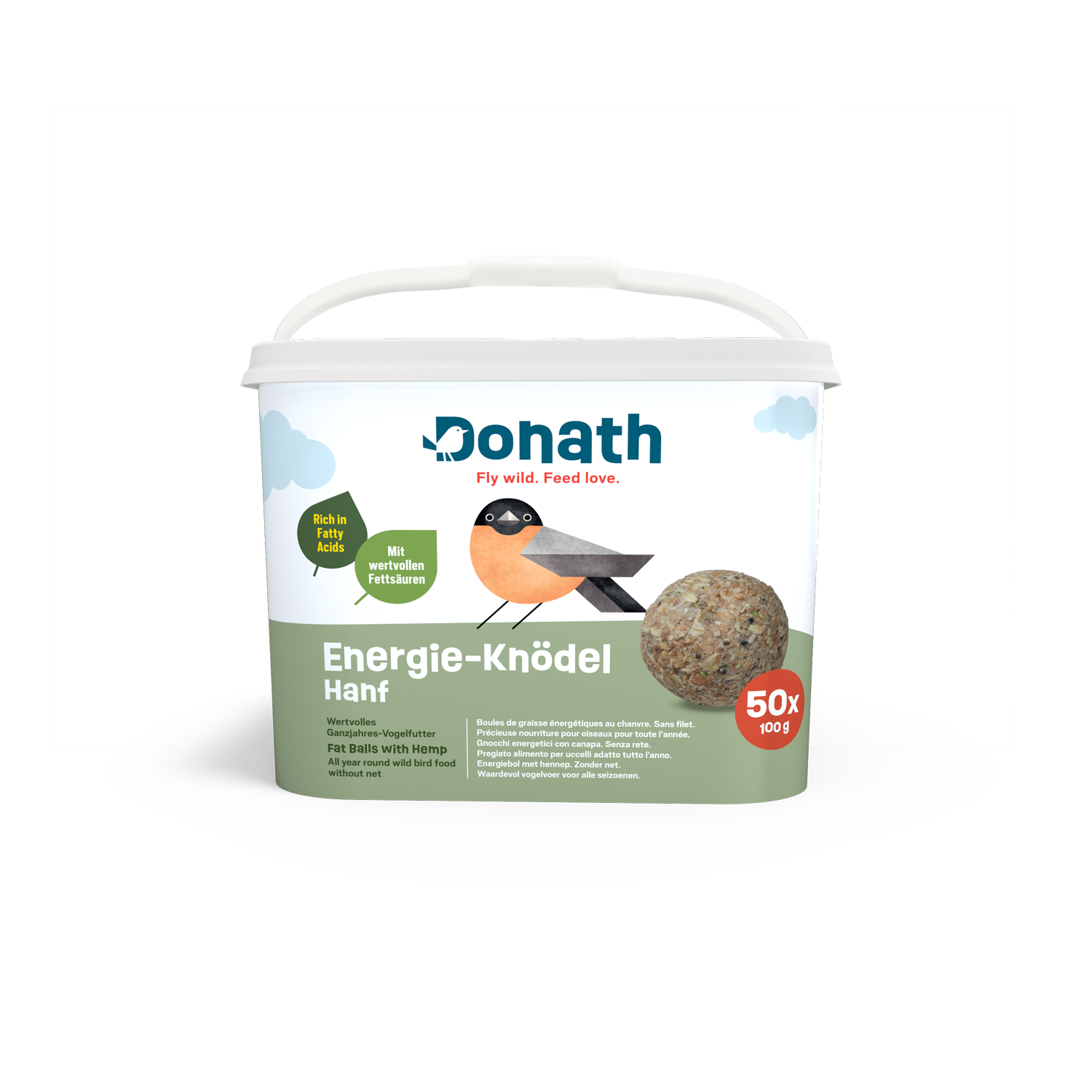 Donath Energie-Knödel -Hanf- Ohne Netz, 50 x 100 g Donath Energie-Knödel -Hanf- Ohne Netz, 50 x 100 g