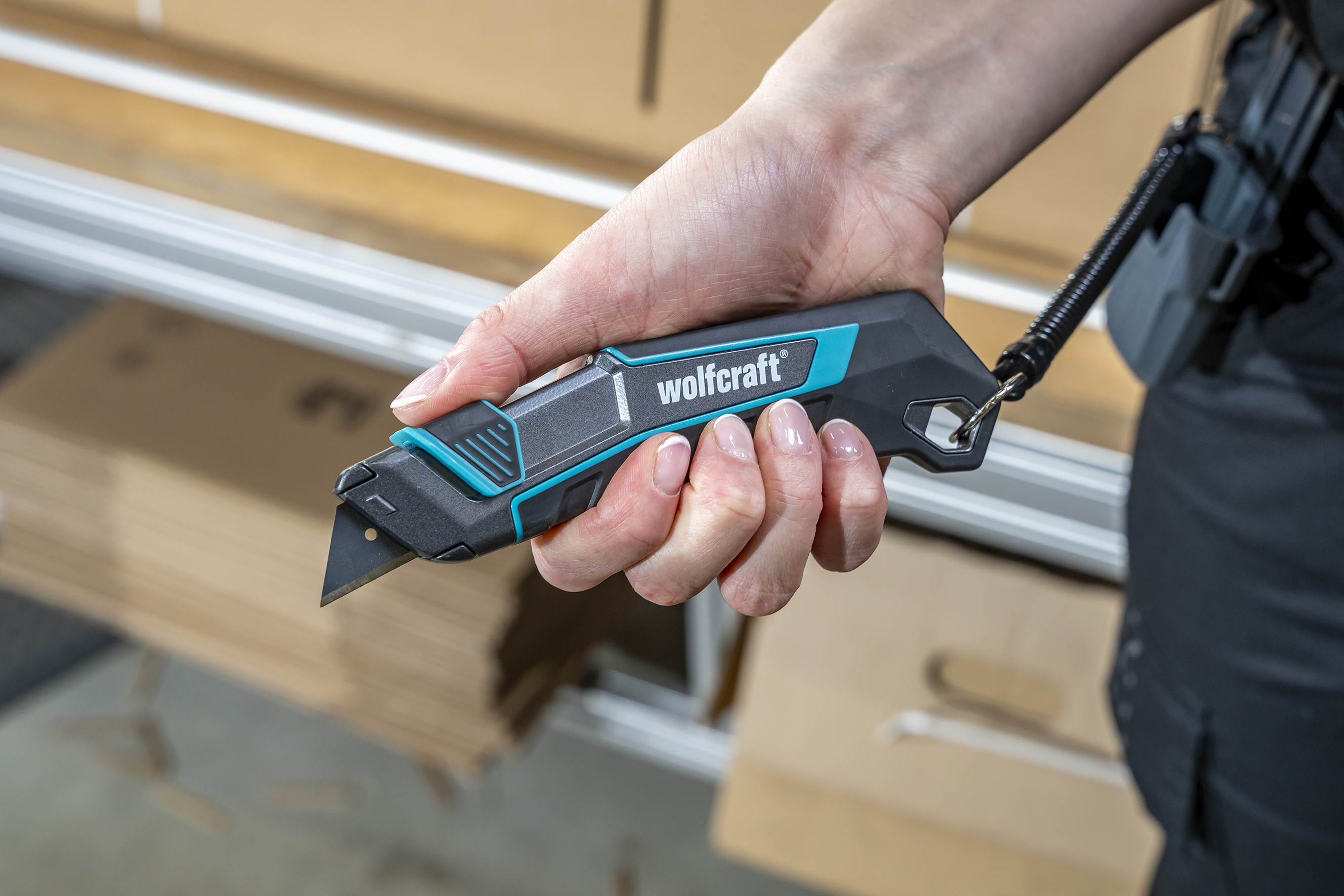 wolfcraft Trapezklingen-Messer PRO SAFETY mit Köcher