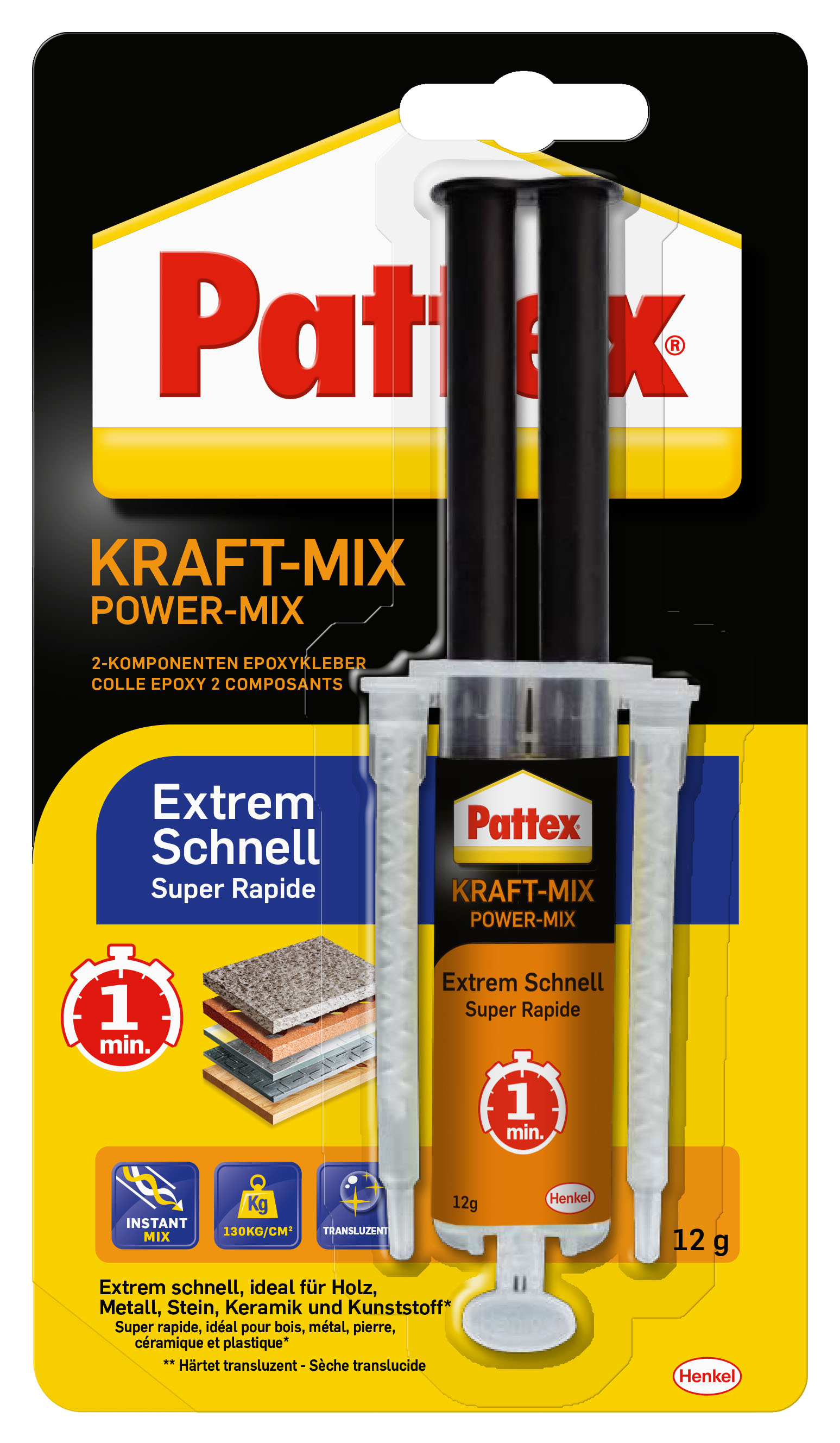 4015000417372 Pattex Kraft Mix Extrem Schnell Spritze, 11 ml