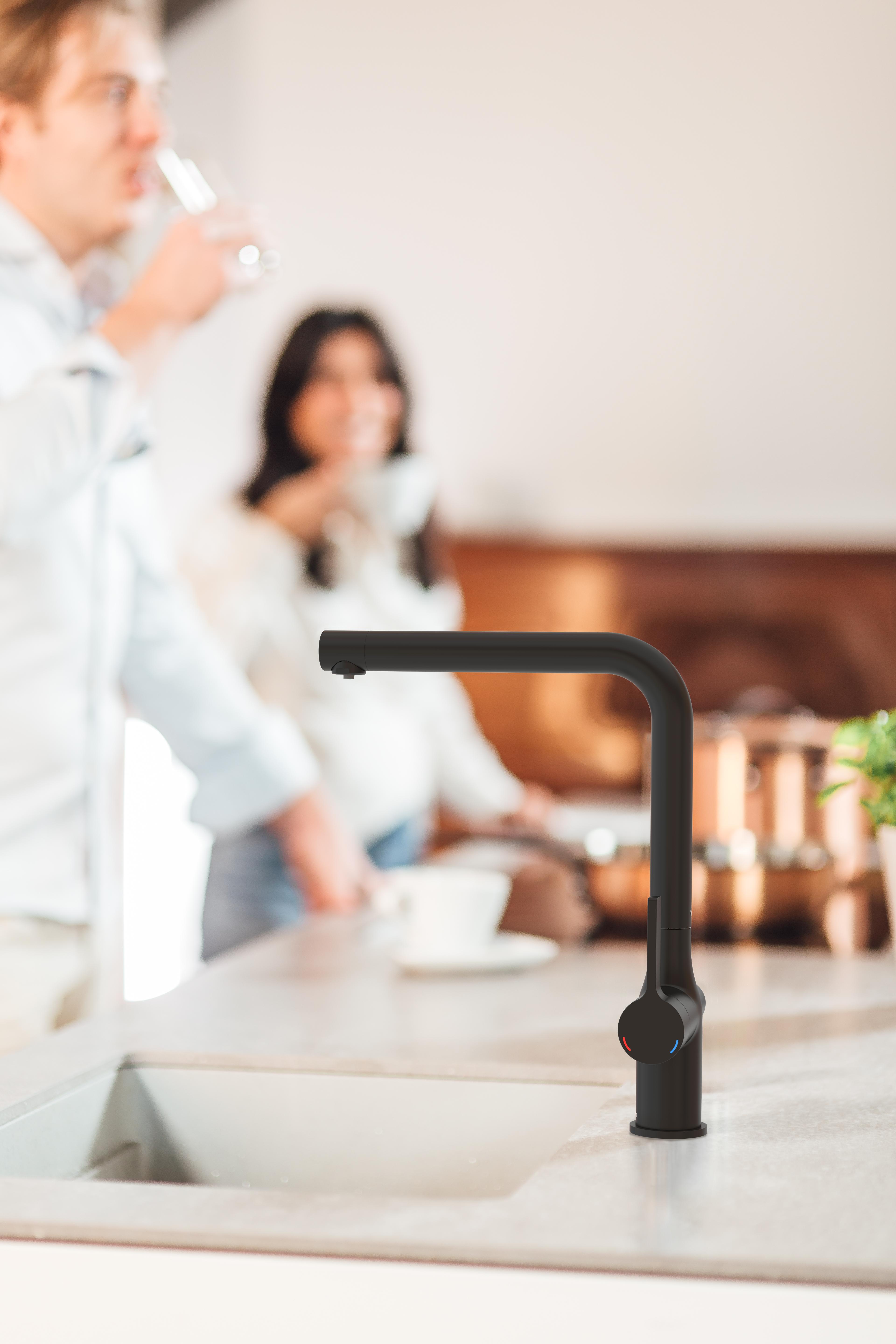 Schütte Trinkwasser-Spültischarmatur AQUASTAR PRO, Schwarz matt, mit Filtersystem