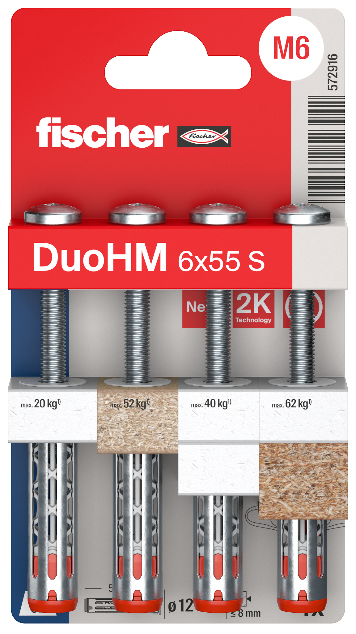 fischer Hohlraumdübel DuoHM 6 x 55 S TX K (4) fischer Hohlraumdübel DuoHM 6 x 55 S TX K (4)