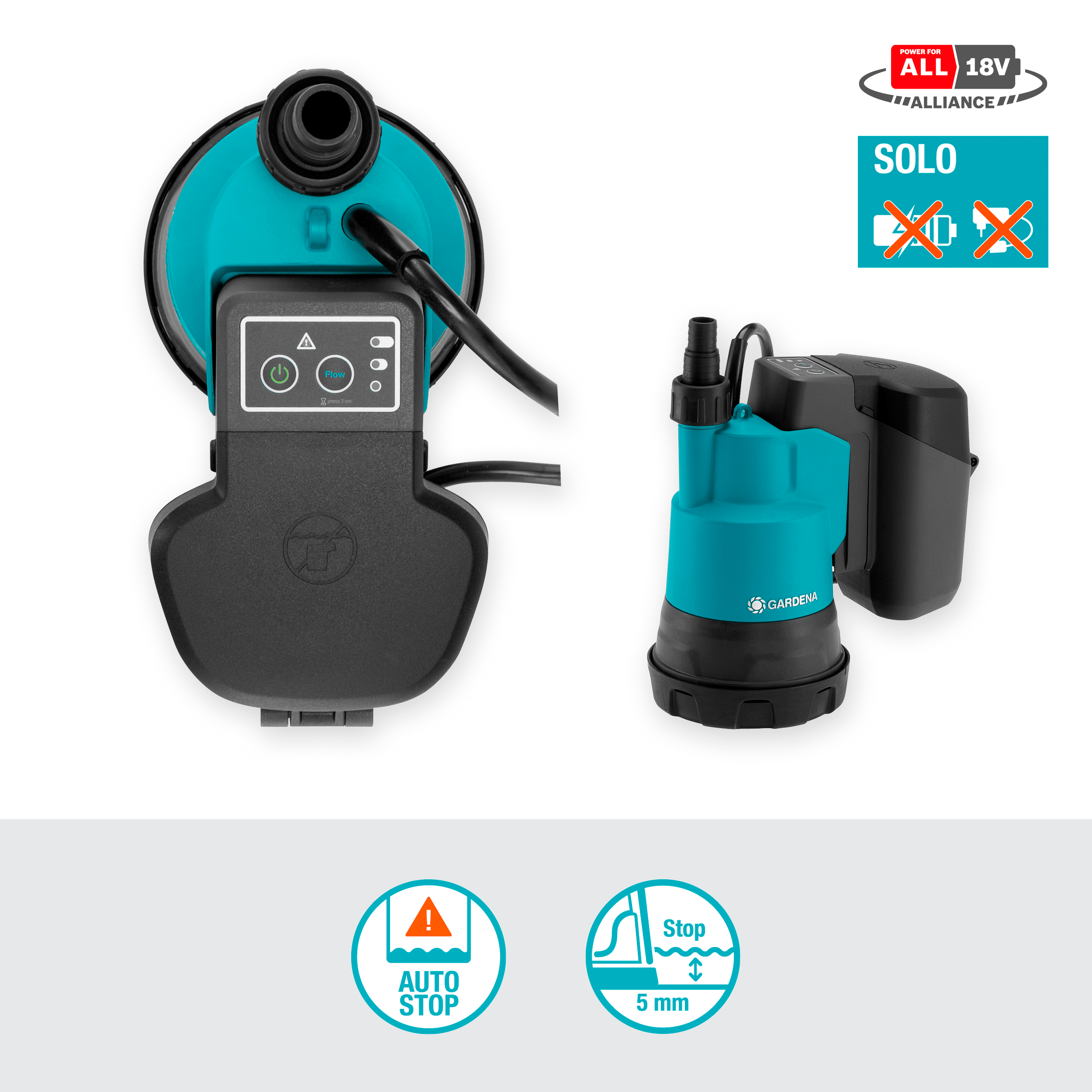 TX-979255 Gardena Akku Klarwasser-Tauchpumpe 2000/2 Solo