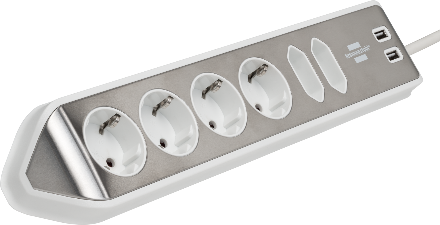 brennenstuhl®estilo Ecksteckdosenleiste 6-fach, silber/weiß