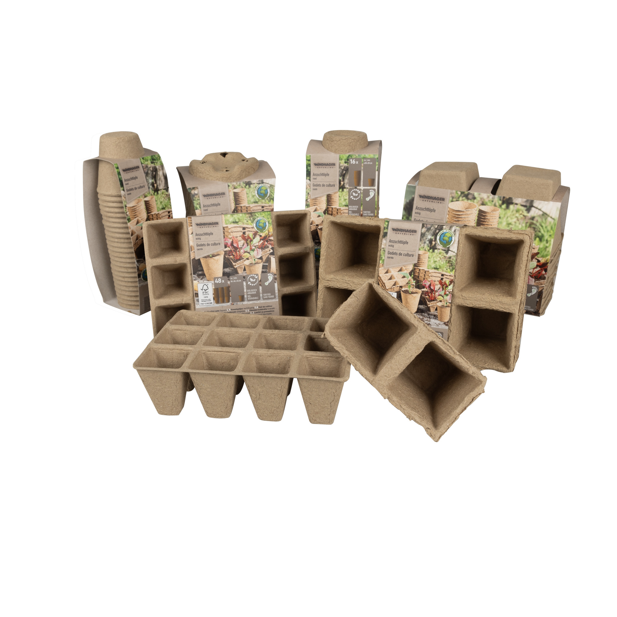 Windhager Anzucht-Töpfe 6 cm, eckig 24 Stk/Pkg