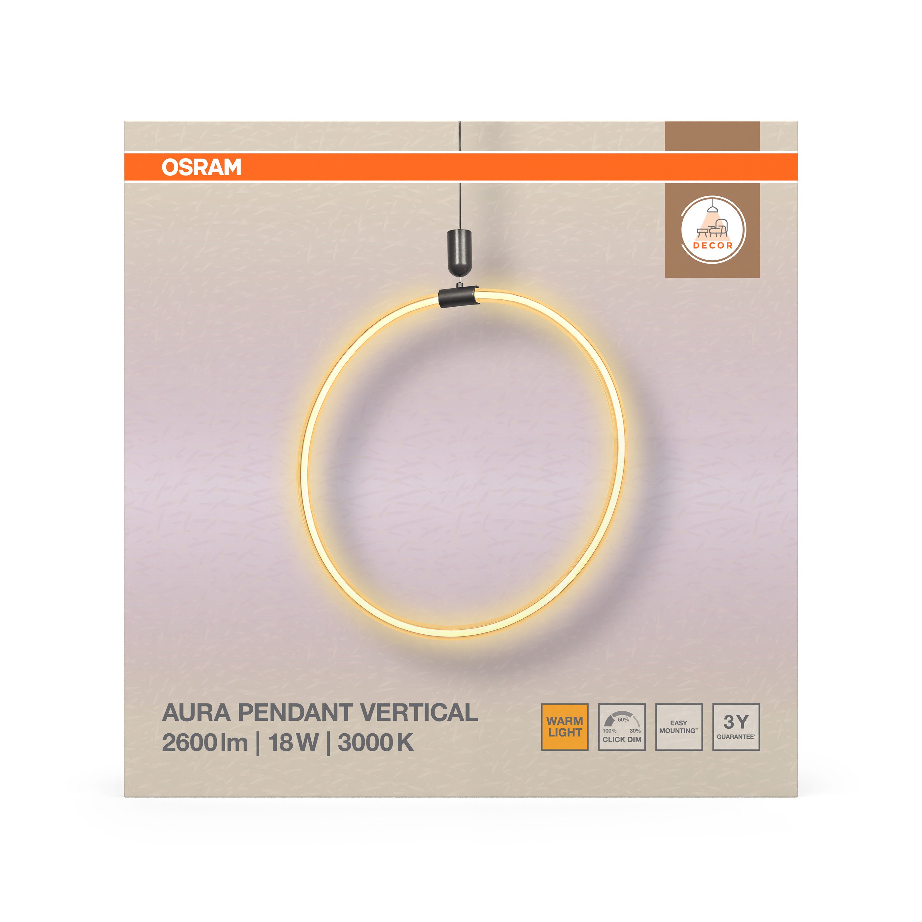 Osram Decor Pendelleuchte Aura, 18W, 3000K