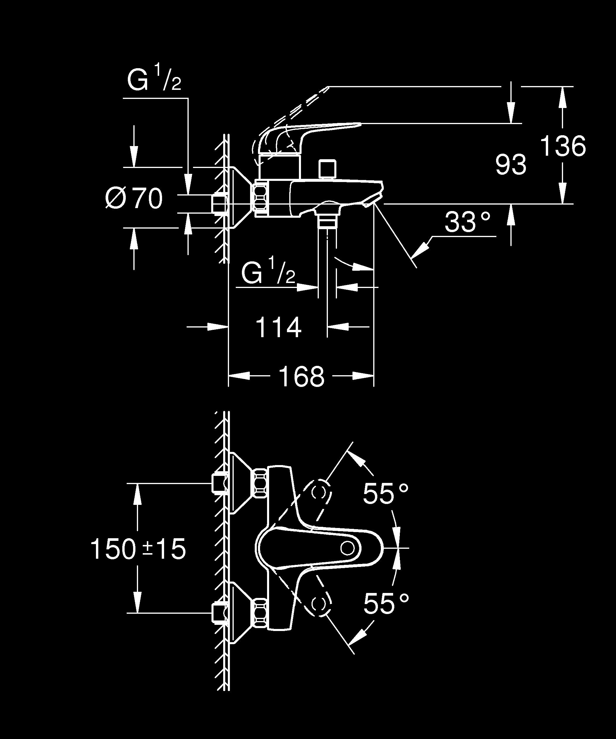 Grohe Swift Einhand-Wannenbatterie, 1/2"