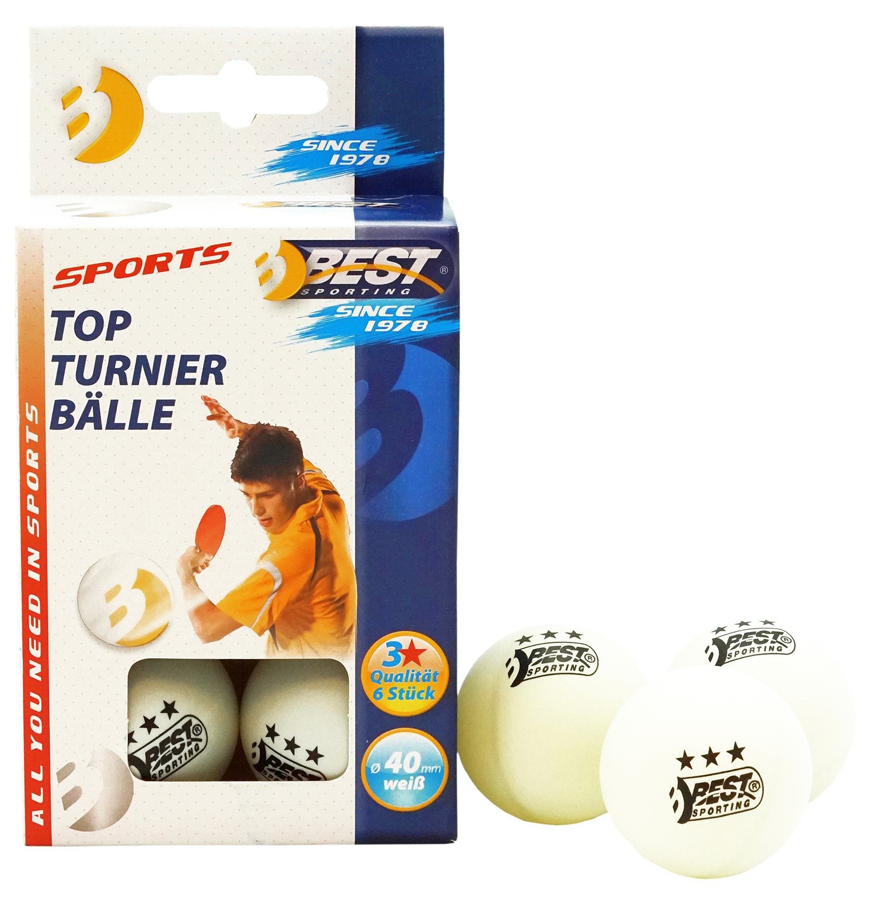 539654 Best Tischtennis-Turnierbälle, weiß