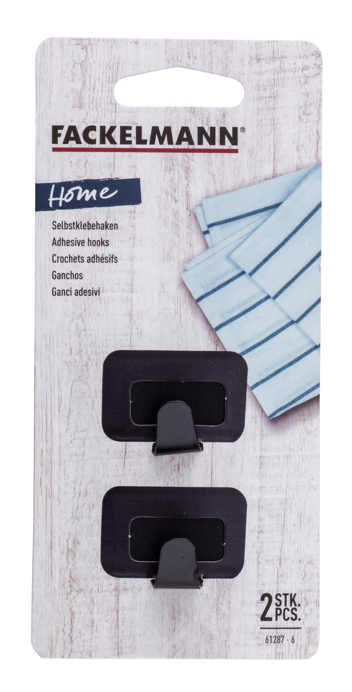 Fackelmann 2 Klebehaken 4 cm, schwarz