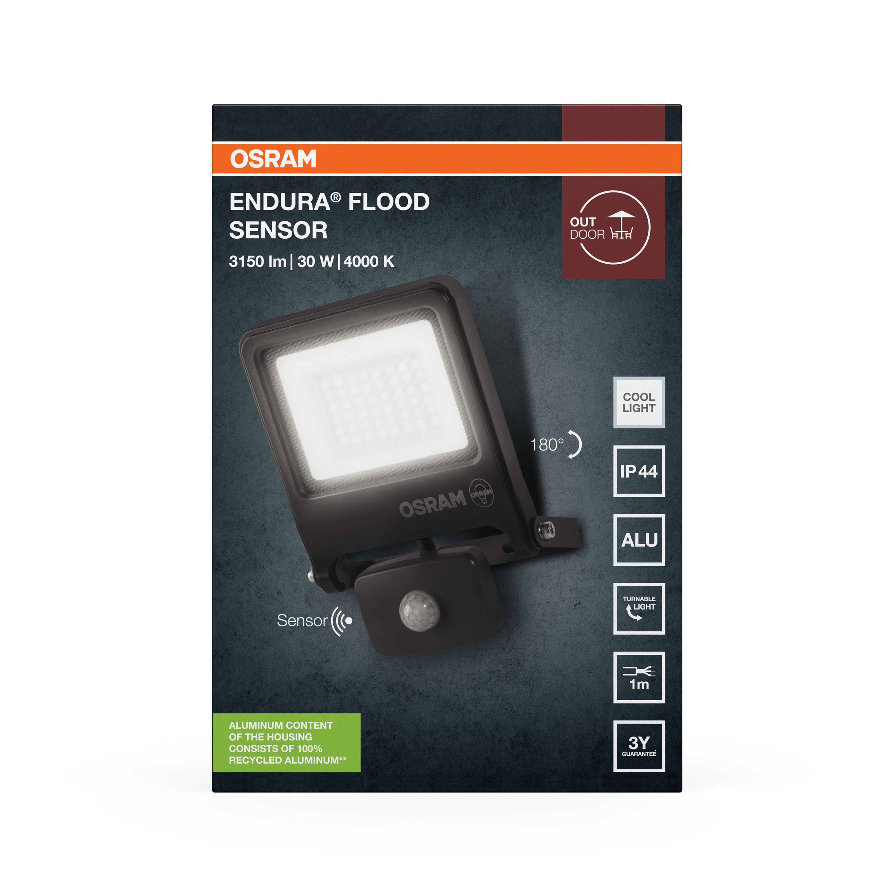 Osram LED Strahler mit Sensor, 30W, Kaltweiß