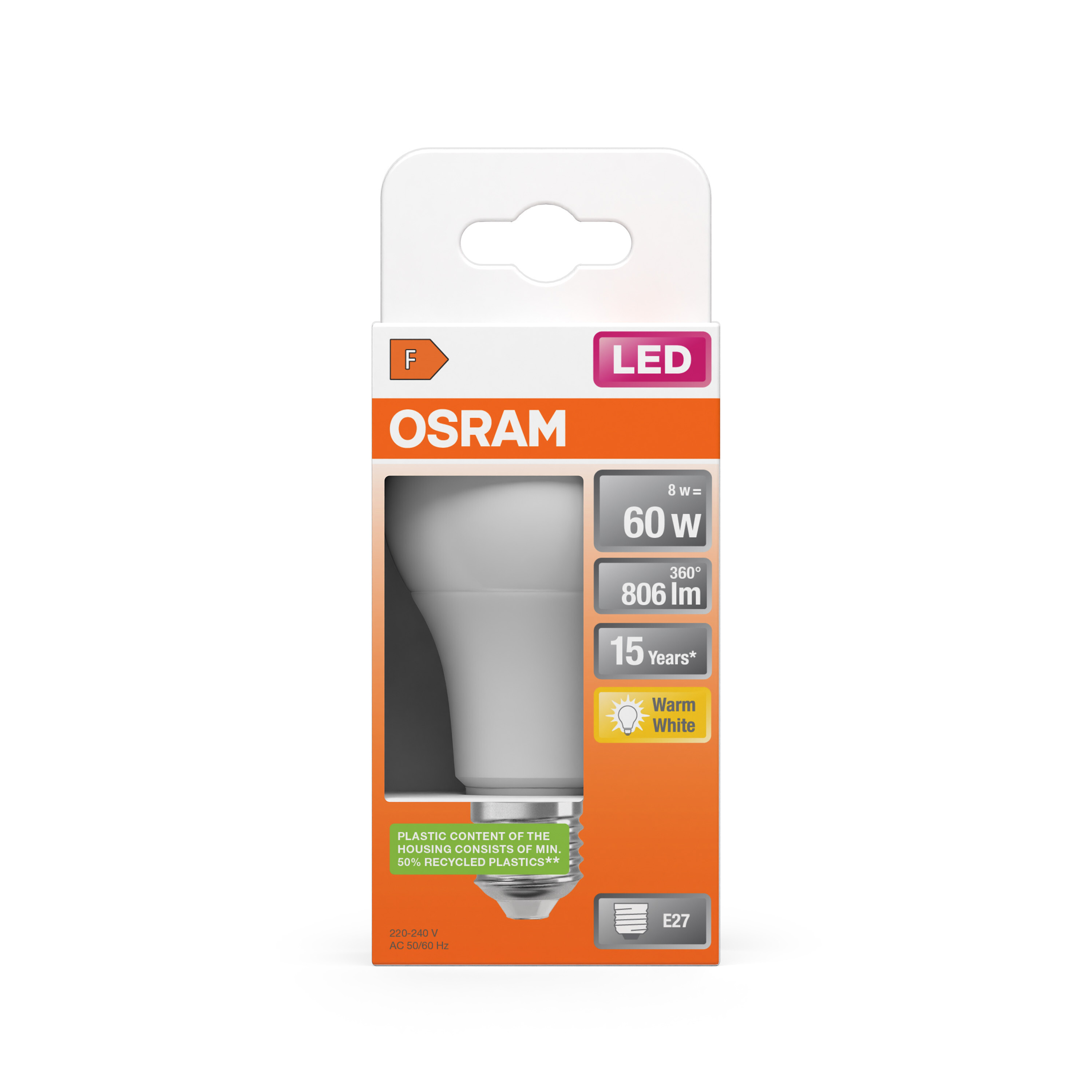 Osram Leuchtmittel LED CLA60 Matt 8,5W/827 E27, 230V