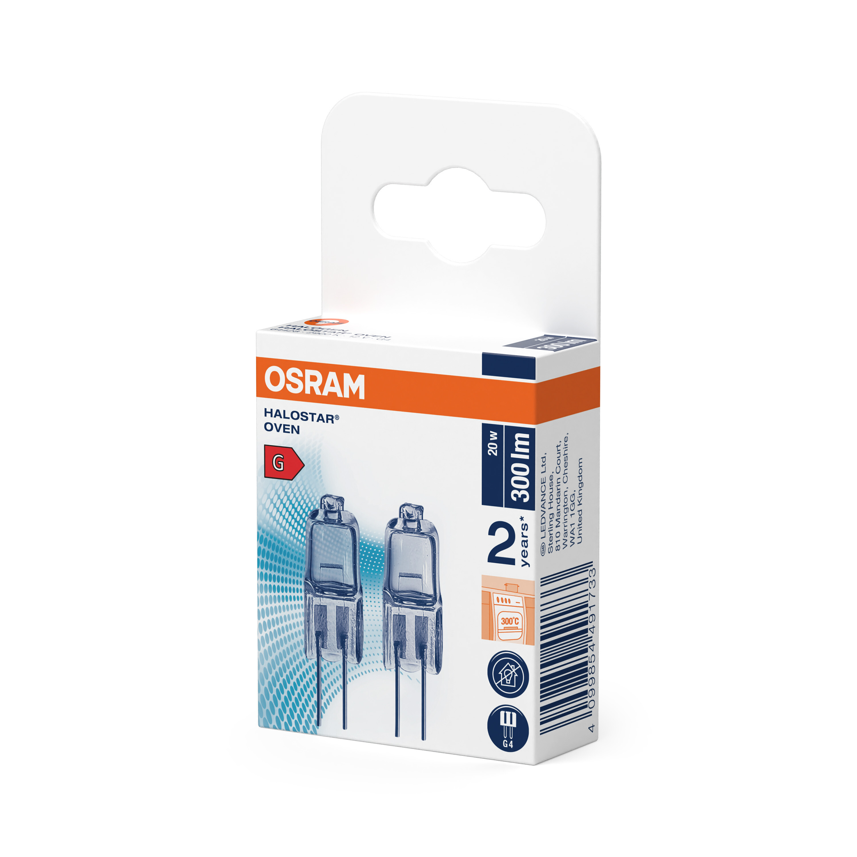 Osram Halostar Backofen G4, 20W, Warmweiß, 2x