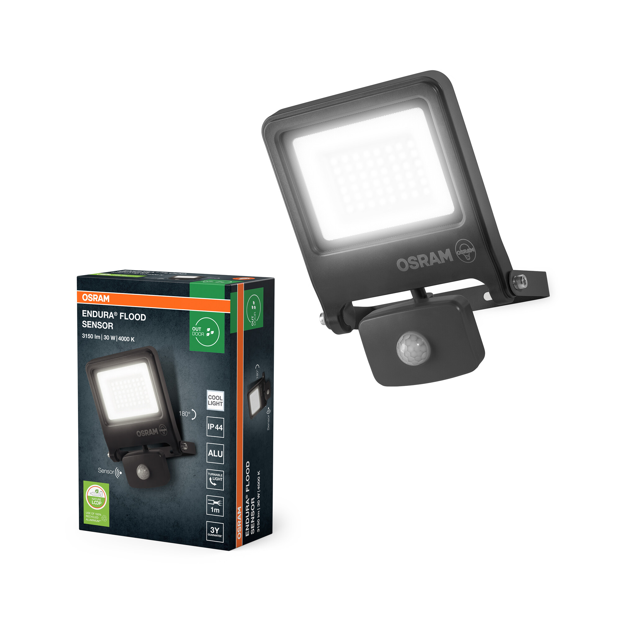 Osram LED Strahler mit Sensor, 30W, Kaltweiß