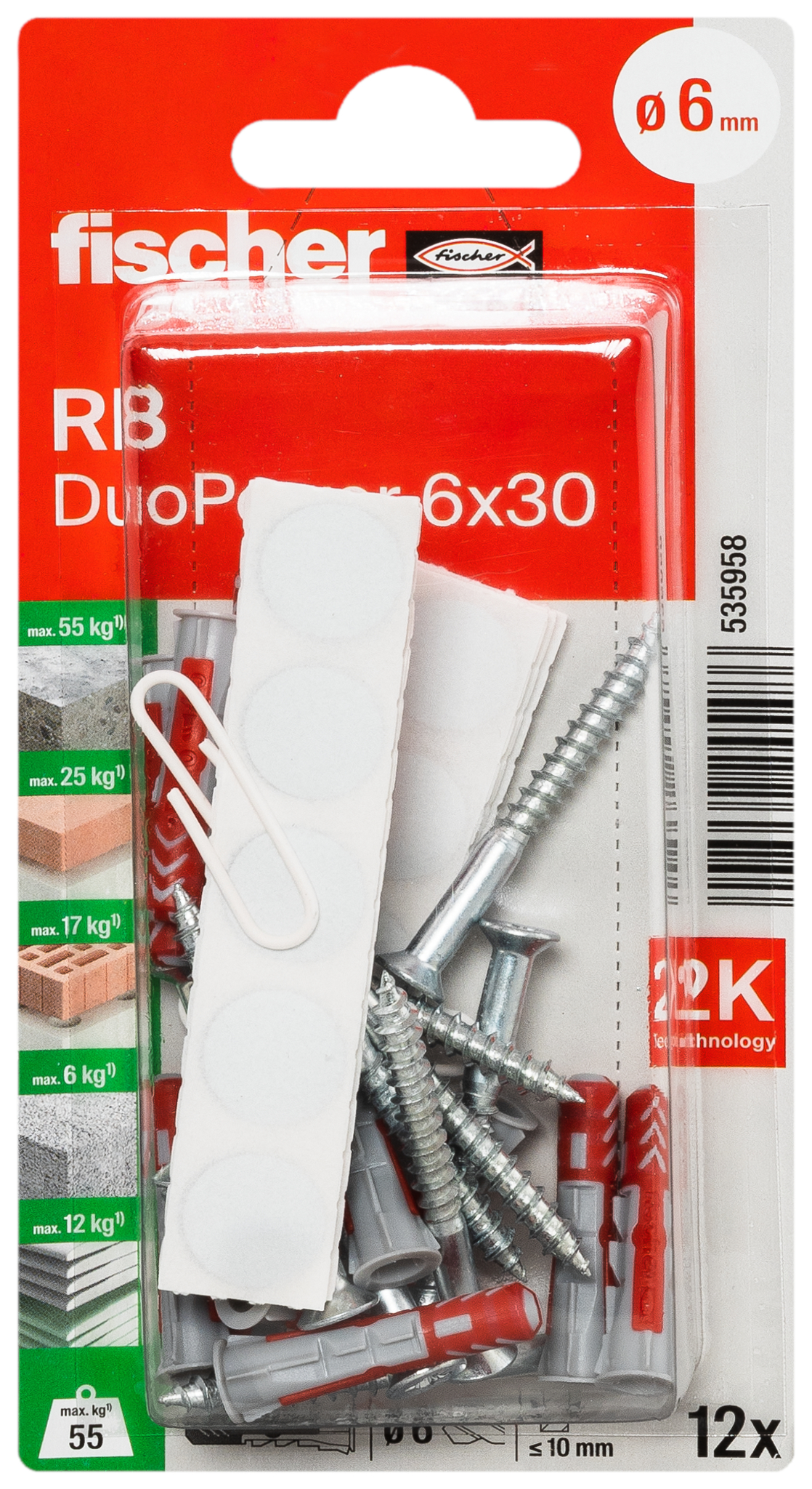 fischer DuoPower Universaldübel 6 x 30 RB K (12) fischer DuoPower Universaldübel 6 x 30 RB K (12)