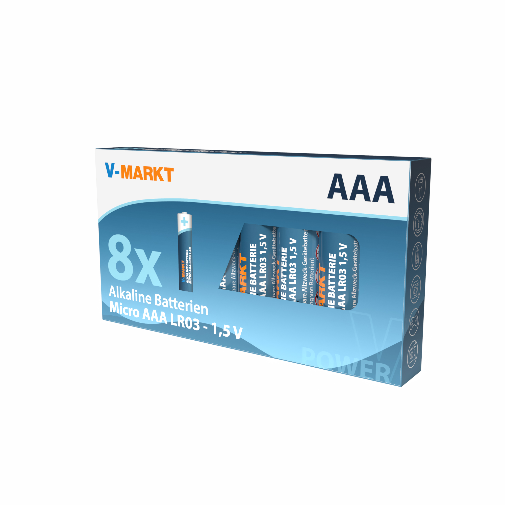 V-Markt Batterie AAA LR03 Alkaline, 8 Stück V-Markt Batterie AAA LR03 Alkaline, 8 Stück