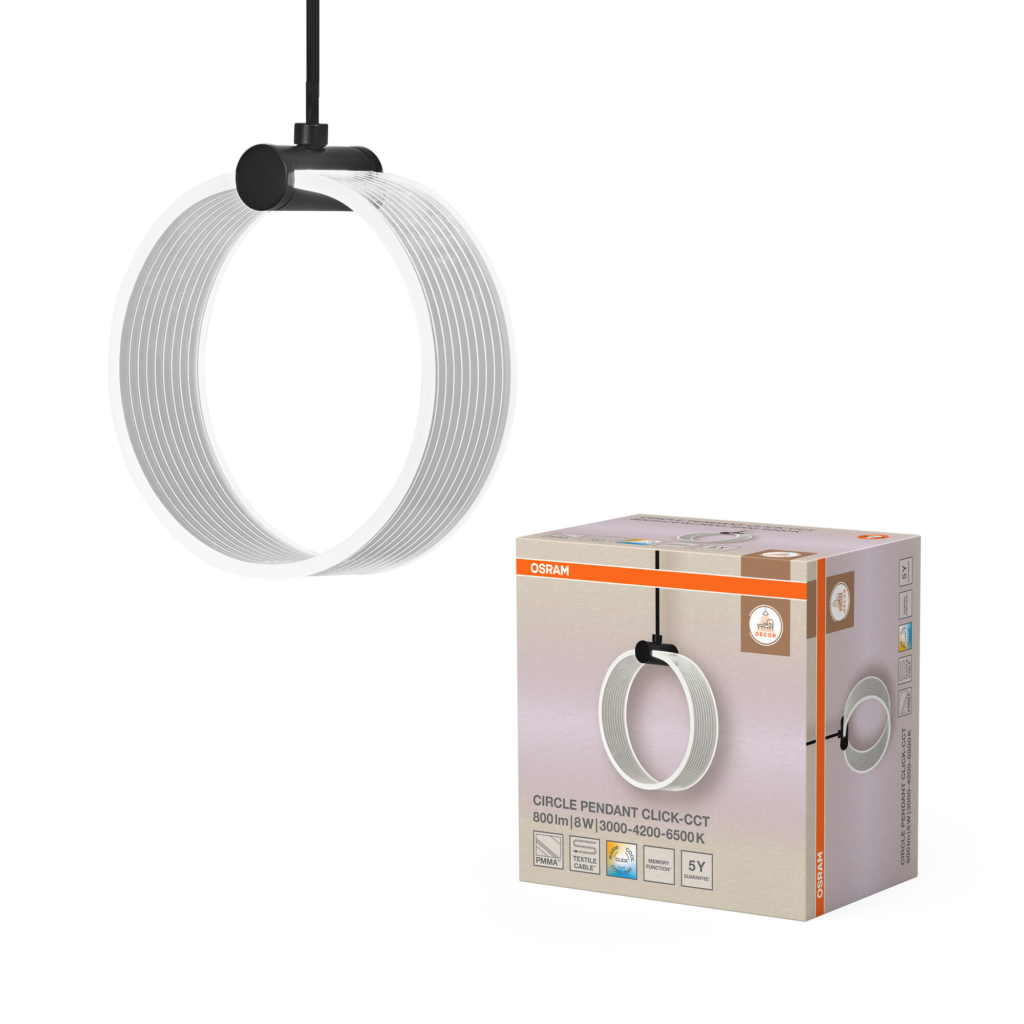 Osram Decor Runde Pendelleuchte, 8W, schwarz