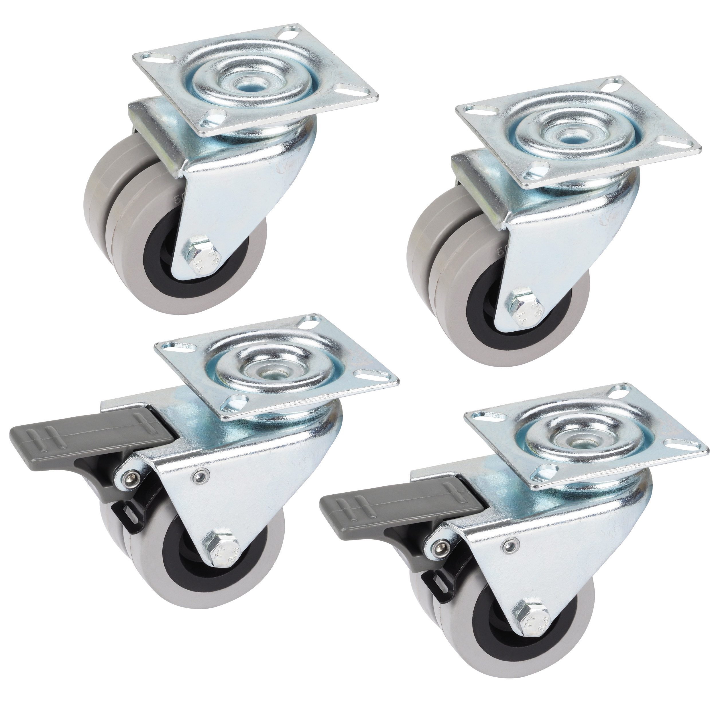 Dörner + Helmer 4 x Apperate-Doppellenkrolle mit Gummi-Lauffläche