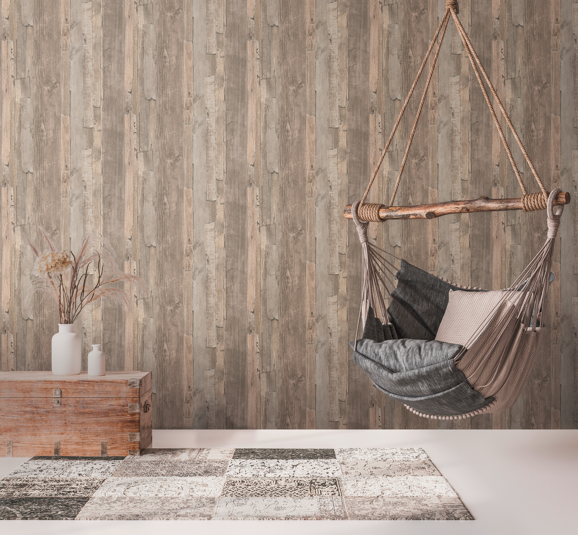 A.S. Création Vliestapete, holzoptik grau braun – vintage tapete im holzlatten design