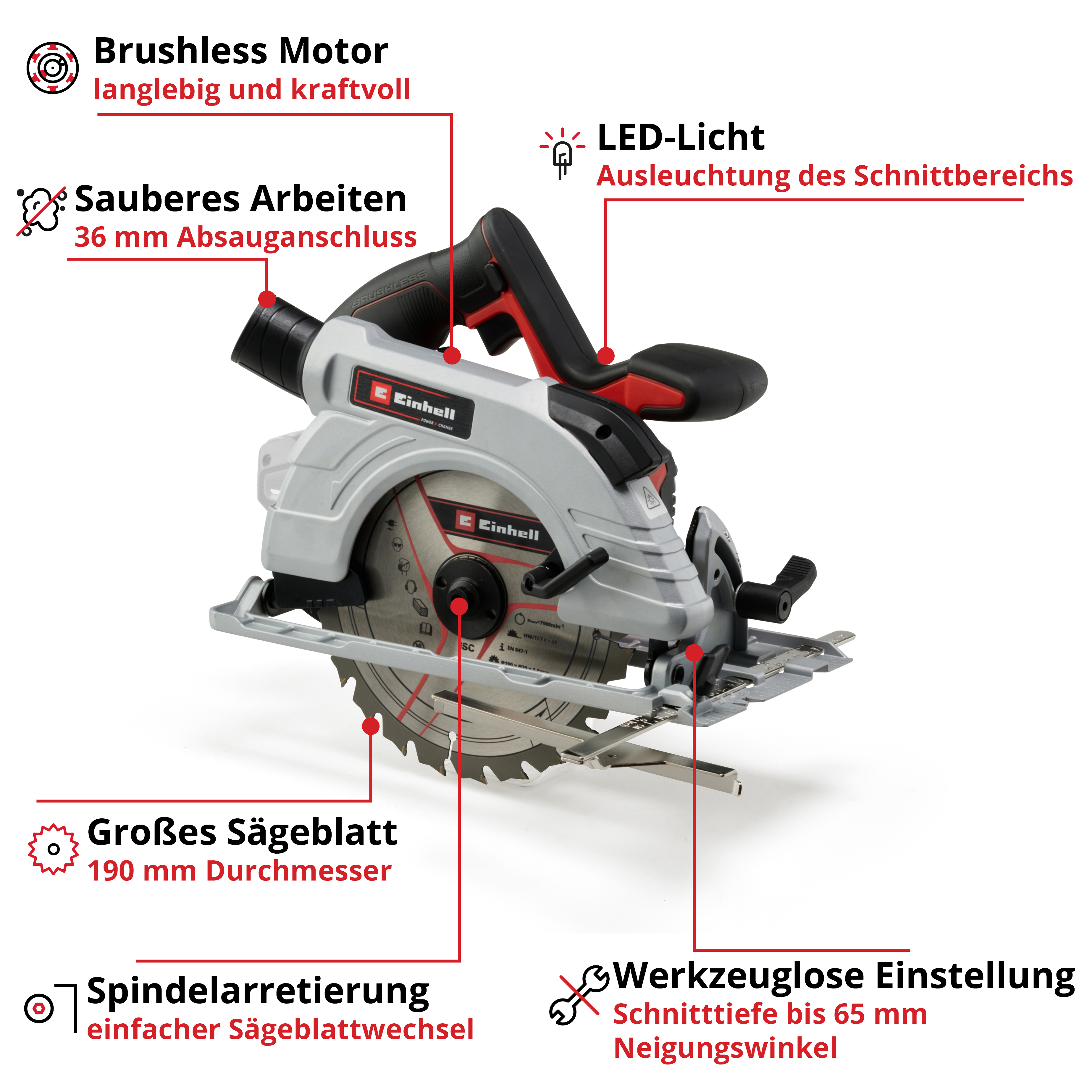 Einhell Akku-Handkreissäge TP-CS 18/190 Li BL - Solo