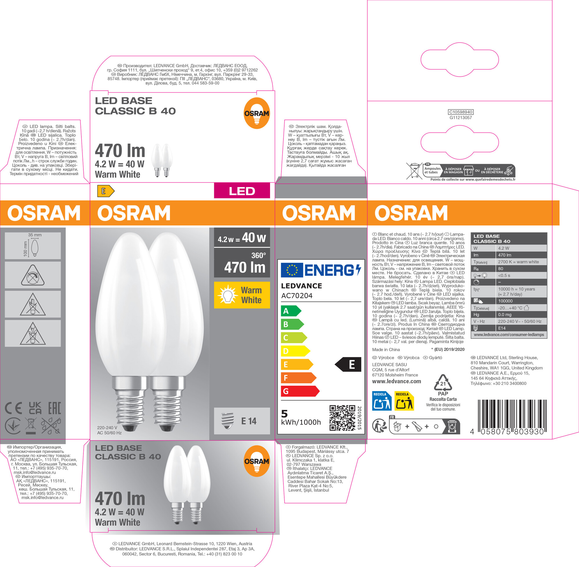 Osram LED Kerze Retrofit, warmweiß, E14, 2er Pack