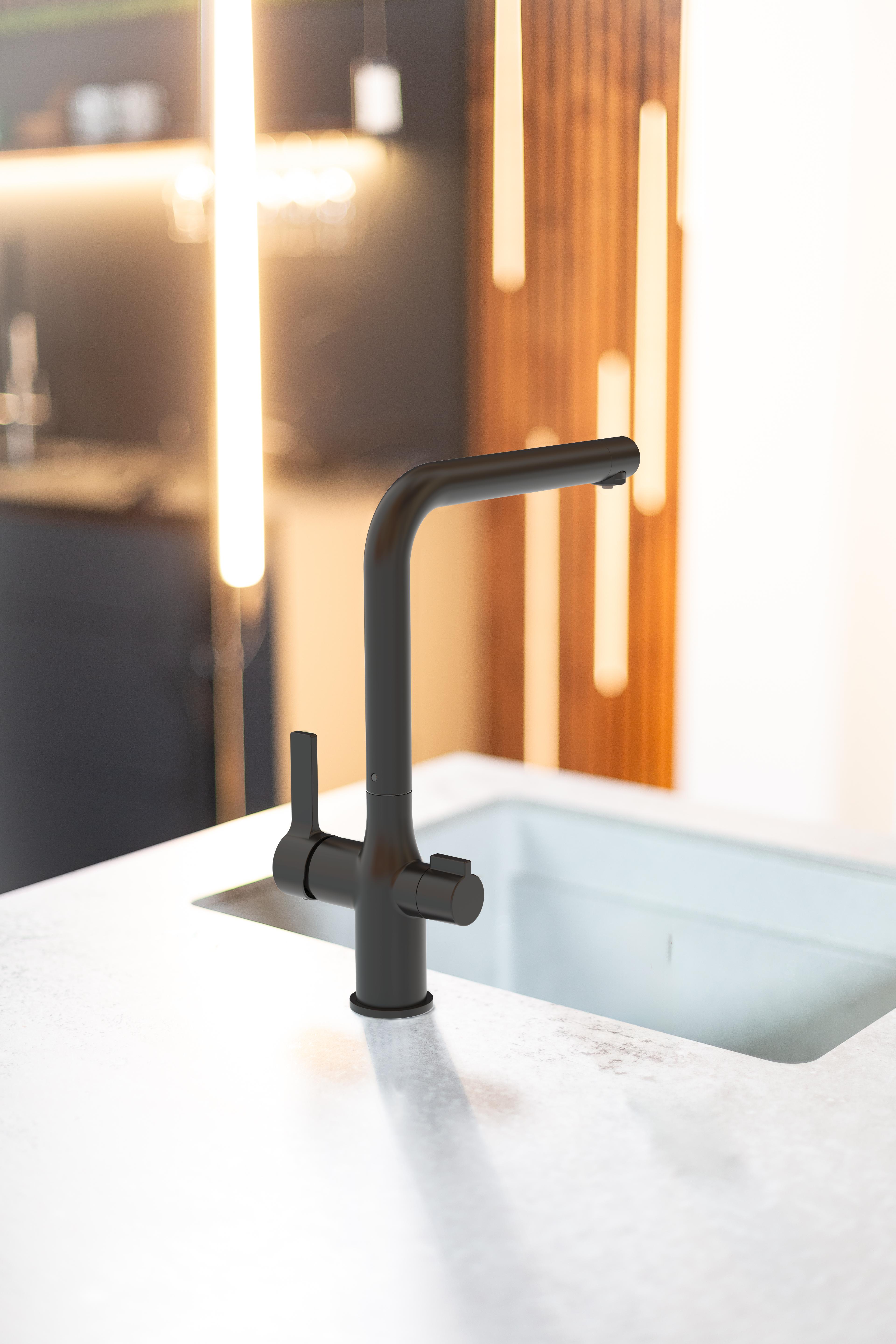 Schütte Trinkwasser-Spültischarmatur AQUASTAR PRO, Schwarz matt, mit Filtersystem