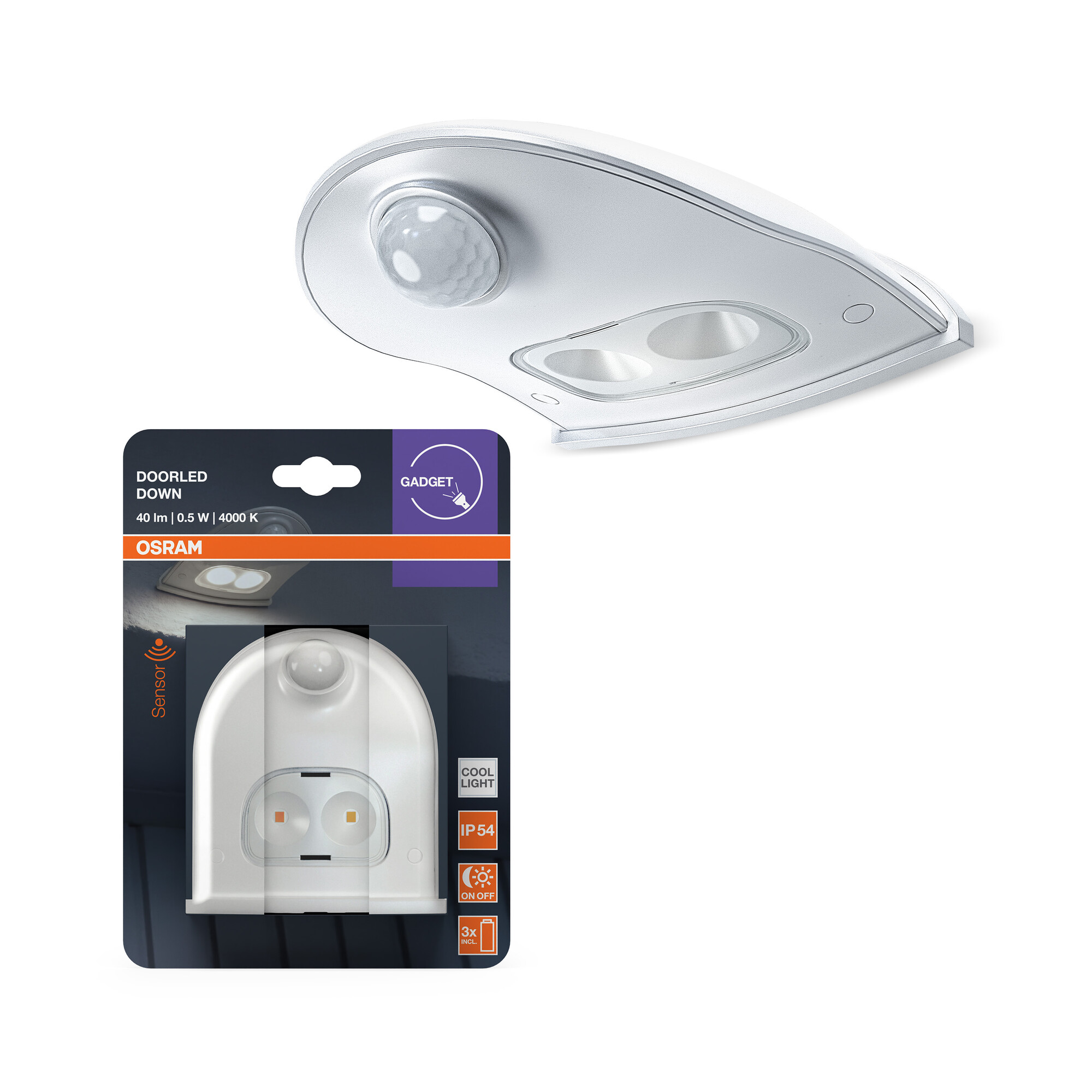 Osram Außenleuchte "DoorLED Down" mit Sensor, 4000K, weiß
