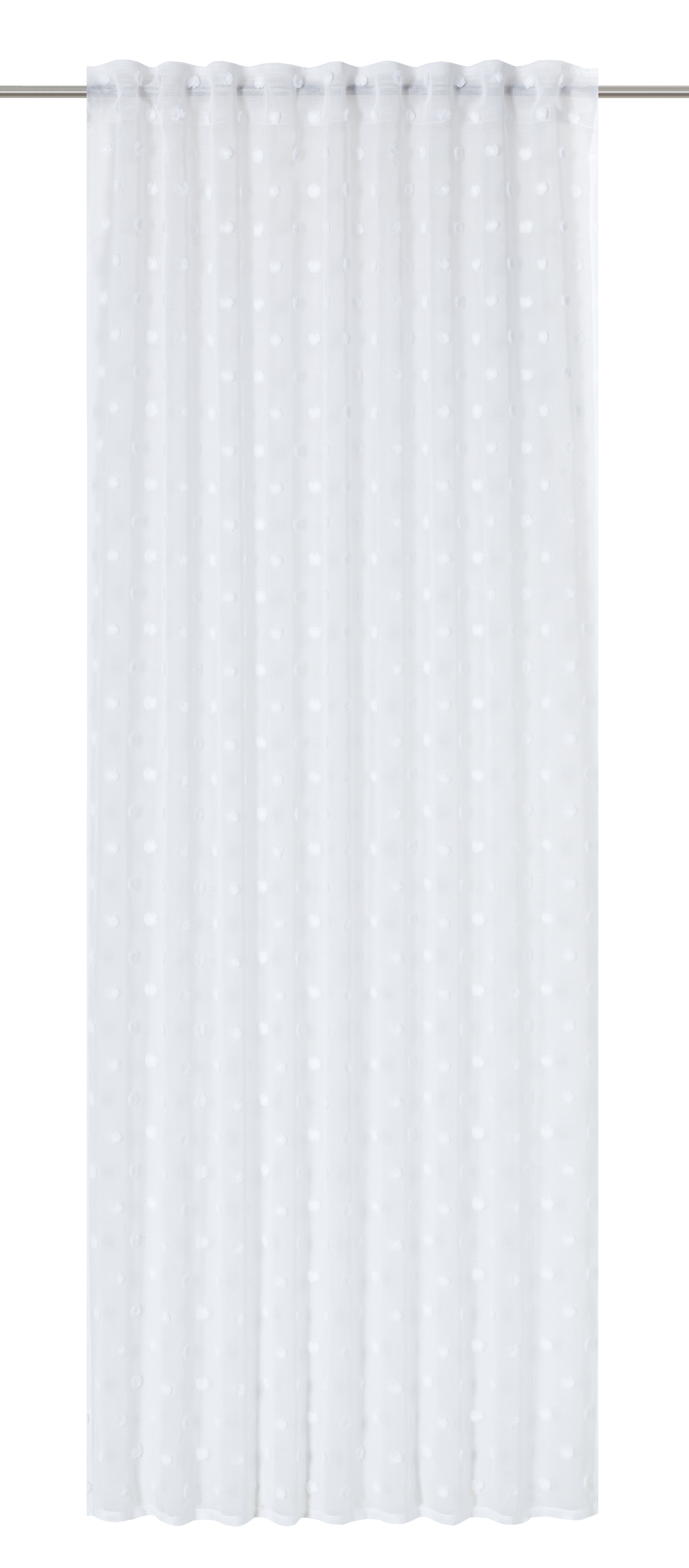 Elbersdrucke Transparenter Fertigvorhang Fluffy Dots 00, weiß, 140 x 255 cm