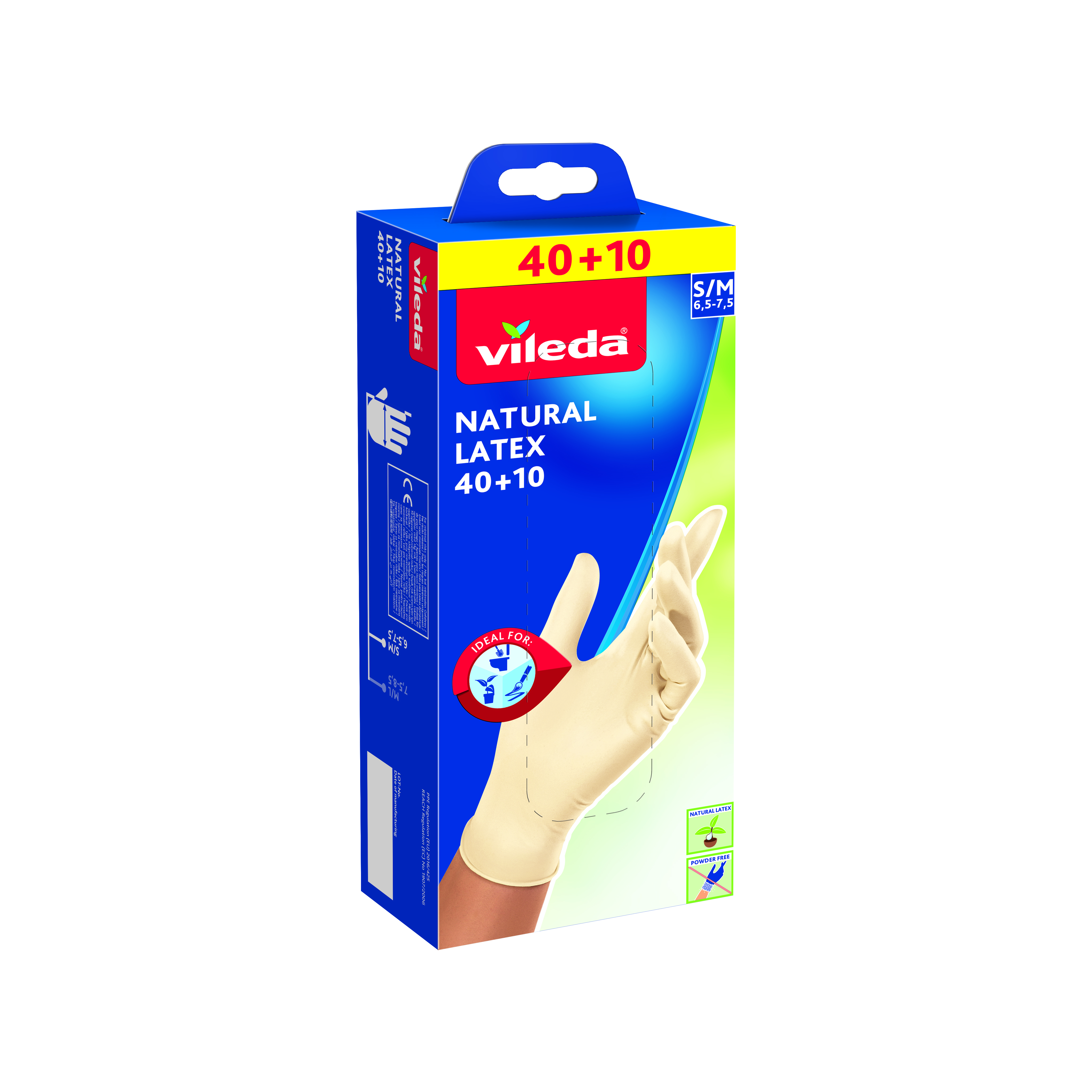 Vileda Einmalhandschuh Natural Latex 40+10 Stk., S/M