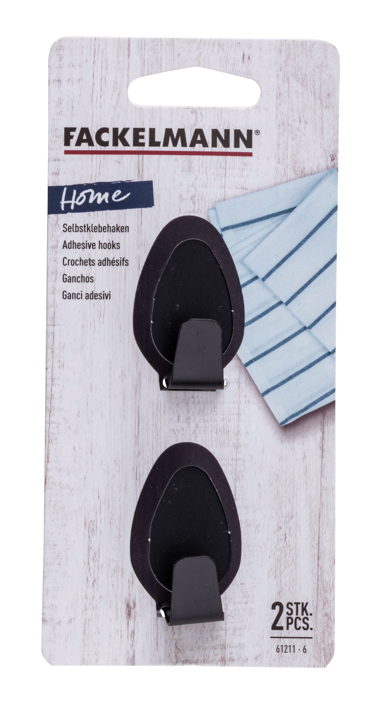 Fackelmann 2 Ovalklebehaken 3 cm, schwarz
