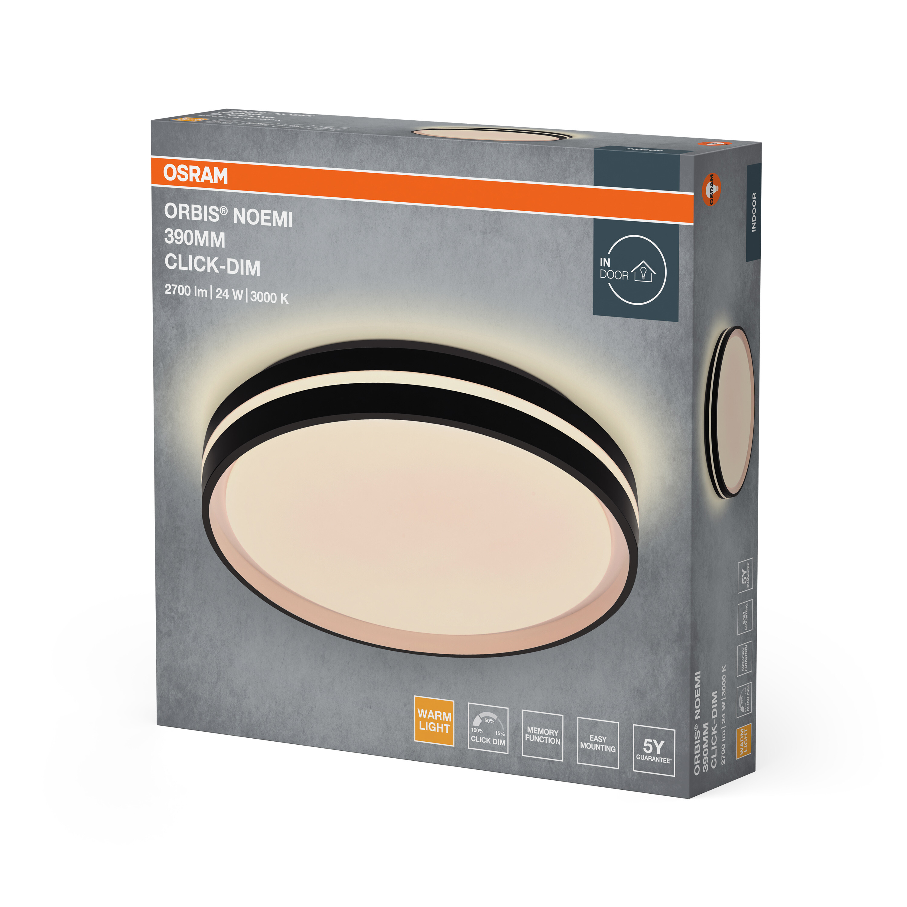 Osram Led Deckenleuchte "Orbis Noemi", 390 mm, 24W, 830, schwarz