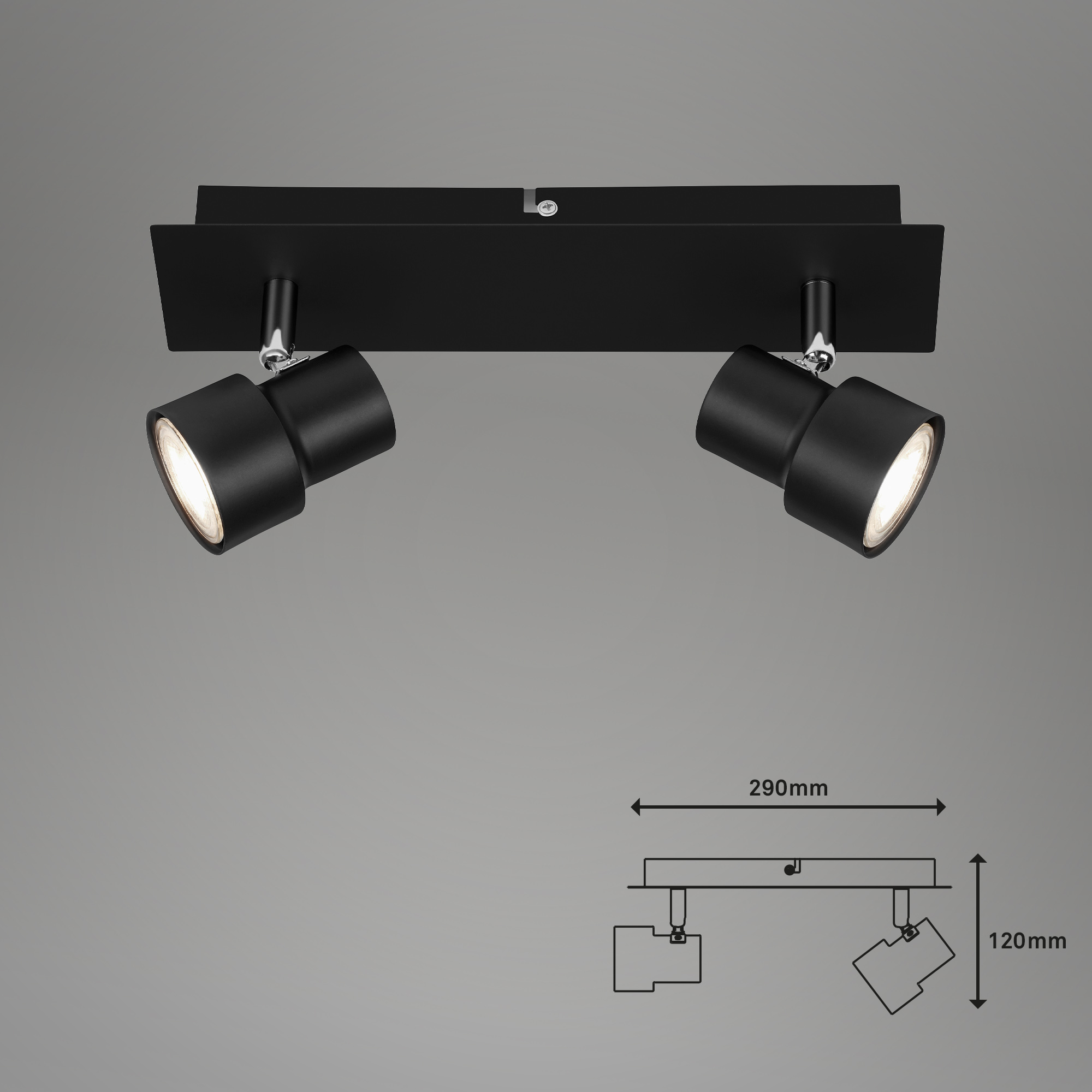 4002707366645-2 Briloner Deckenleuchte, schwarz, 2-flammig