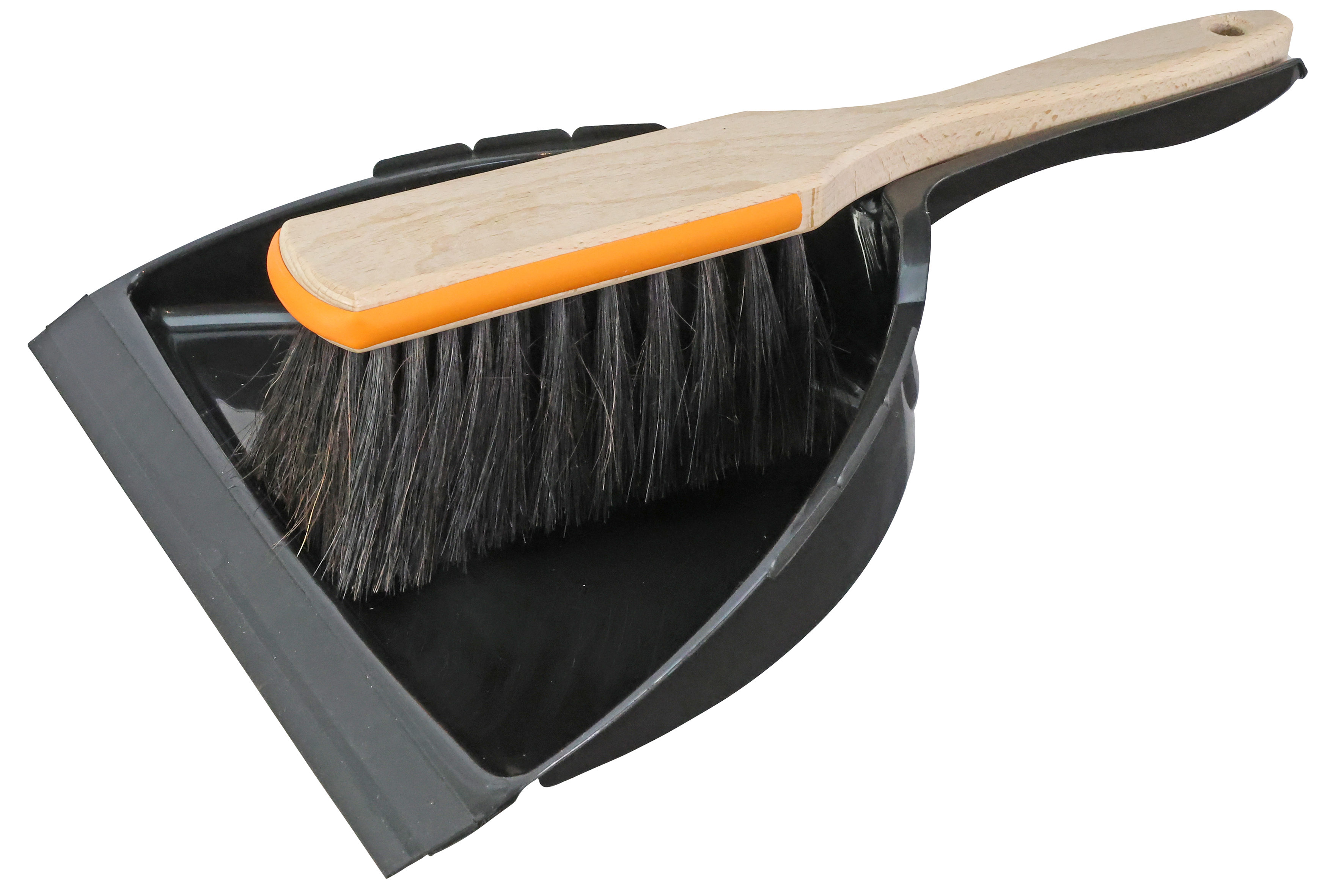 Bürstenmann Kehrgarnitur FSC® mit Möbelschutzkante, Orange Haarmischung (L 33 cm x B 23 cm)