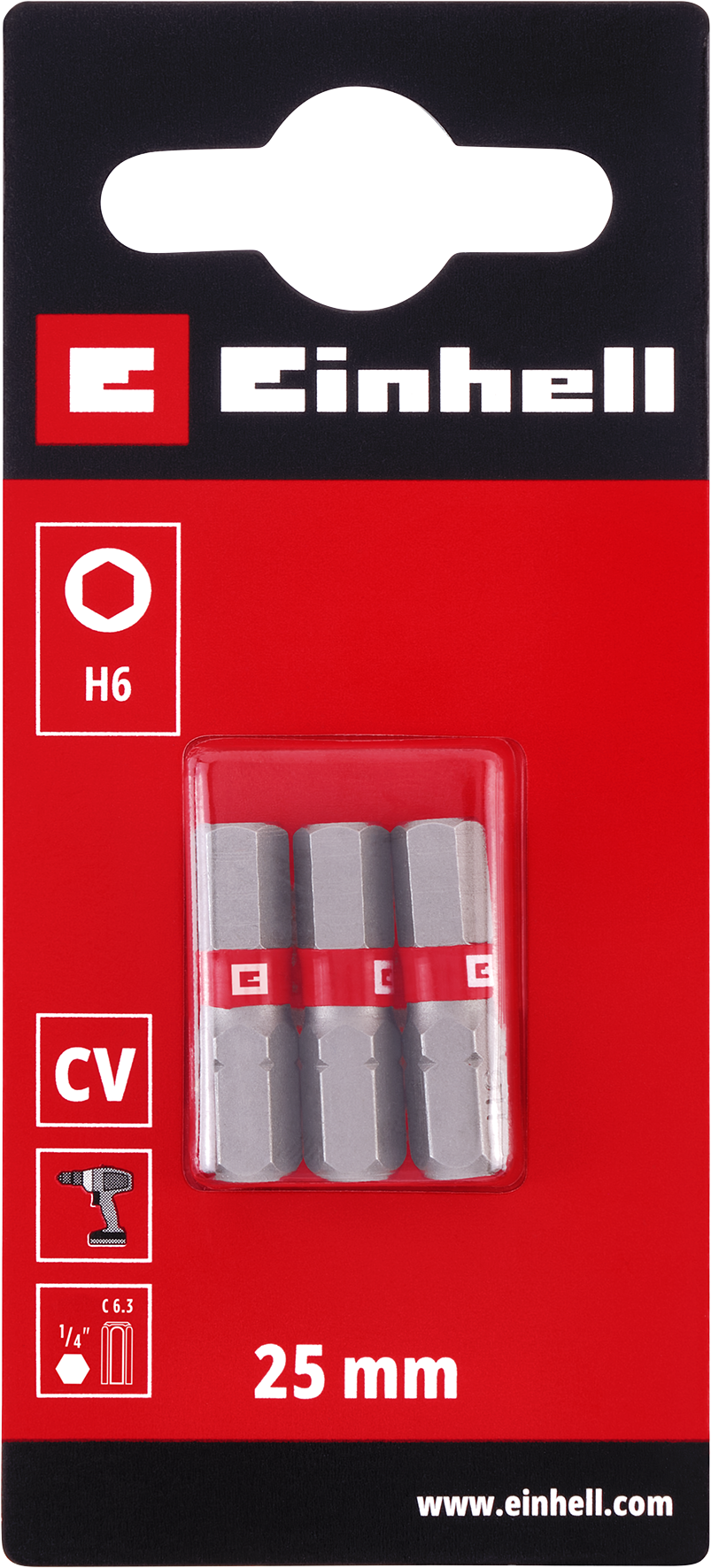 Einhell Standard-Bits, 25 mm, H6