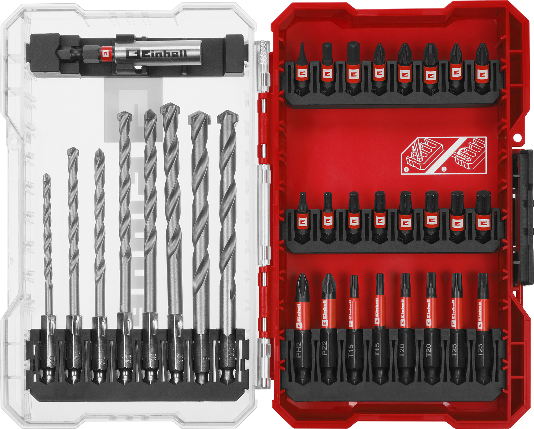 Einhell Impact-Bit-Set mit Steinbohrern, M-CASE, 33-tlg.