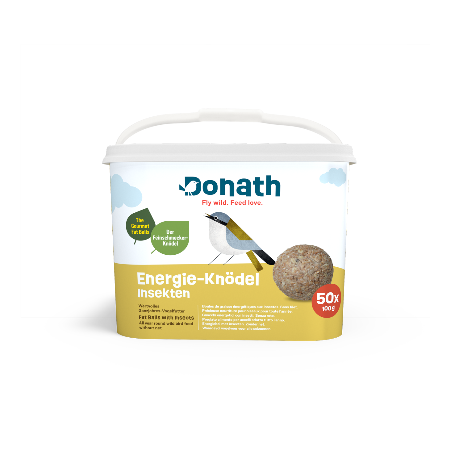 Donath Energie-Knödel Insekten, ohne Netz, 50 x 100 g im Eimer