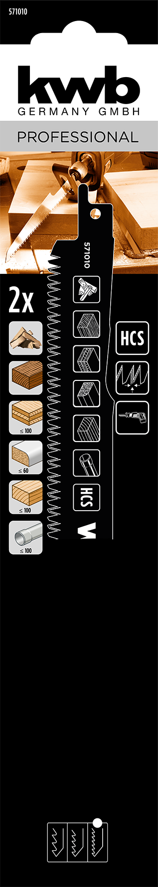 kwb HCS-Säbelsägeblätter für Holz, fein, 230 mm kwb HCS-Säbelsägeblätter für Holz, fein, 230 mm