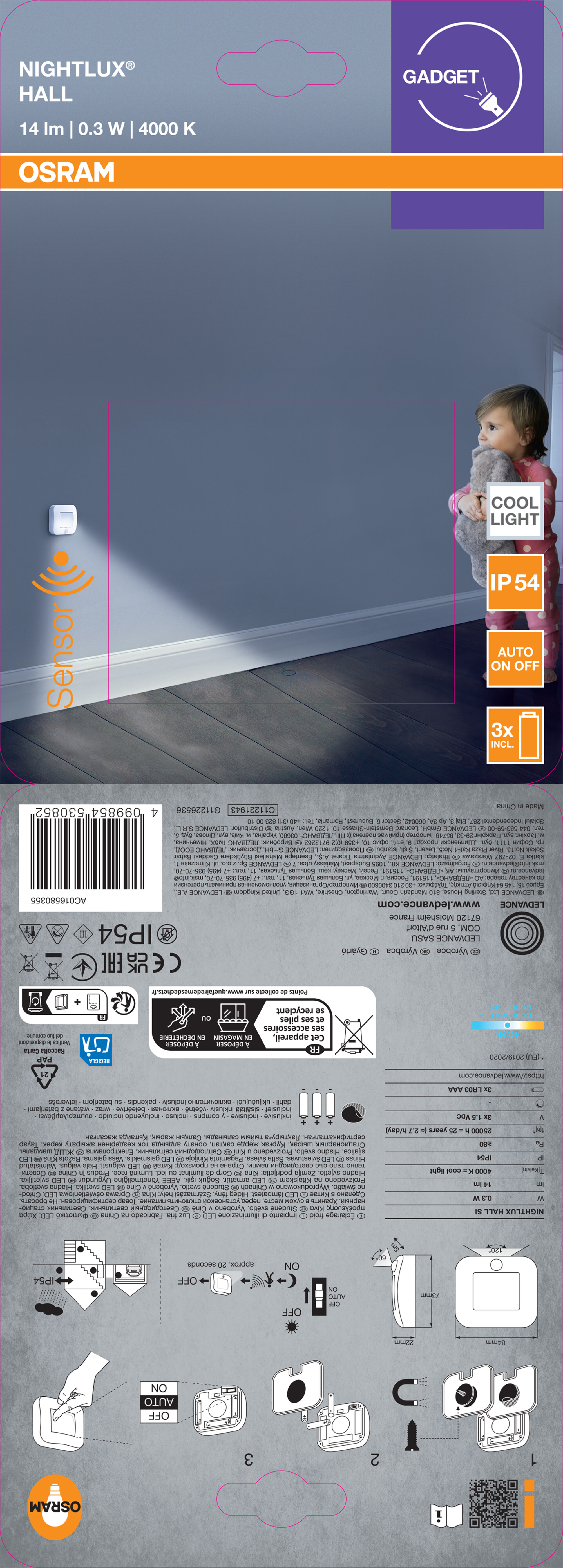 Osram Nachtlicht "Nightlux Hall", silber