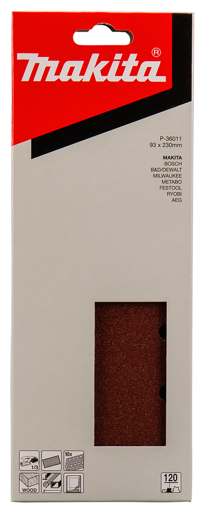 Makita Schleifpapier P120 93x230 mm, gelocht Makita Schleifpapier P120 93x230 mm, gelocht