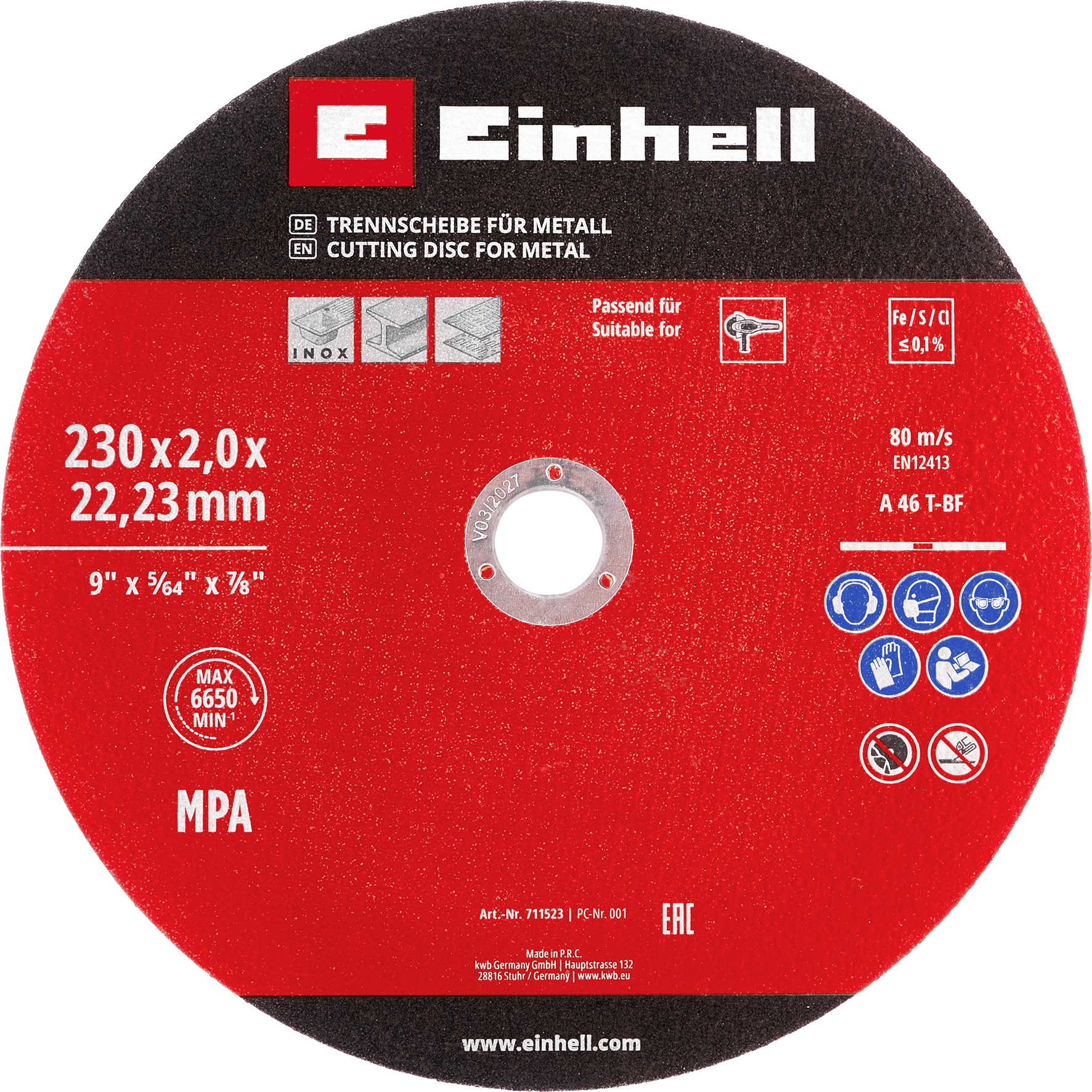 Einhell Gewebetrennscheiben-Set für Metall, gerade, extradu?nn, 3-tlg., Ø 230 x 2 mm
