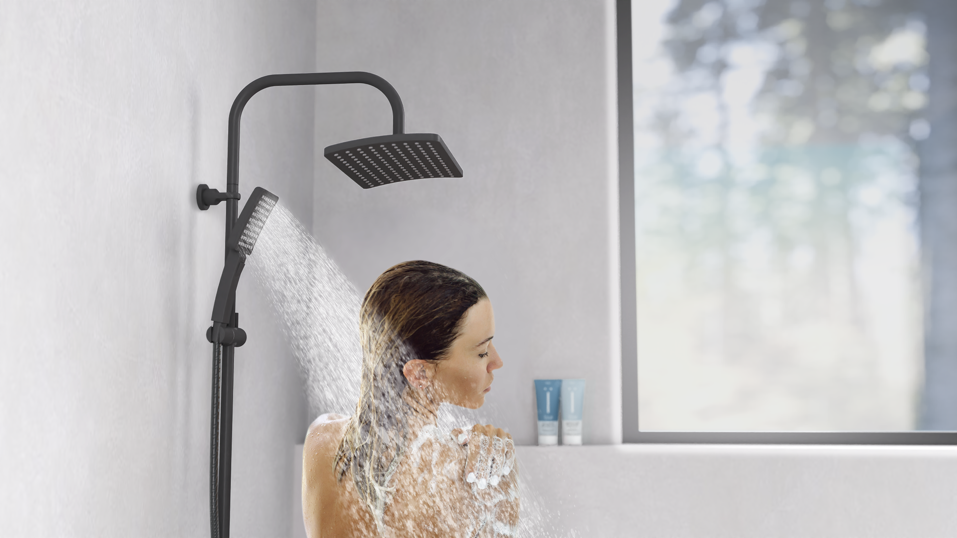 Schütte Überkopf-Brauseset Mallorca, Schwarz matt Schütte Überkopf-Brauseset Mallorca, Schwarz matt