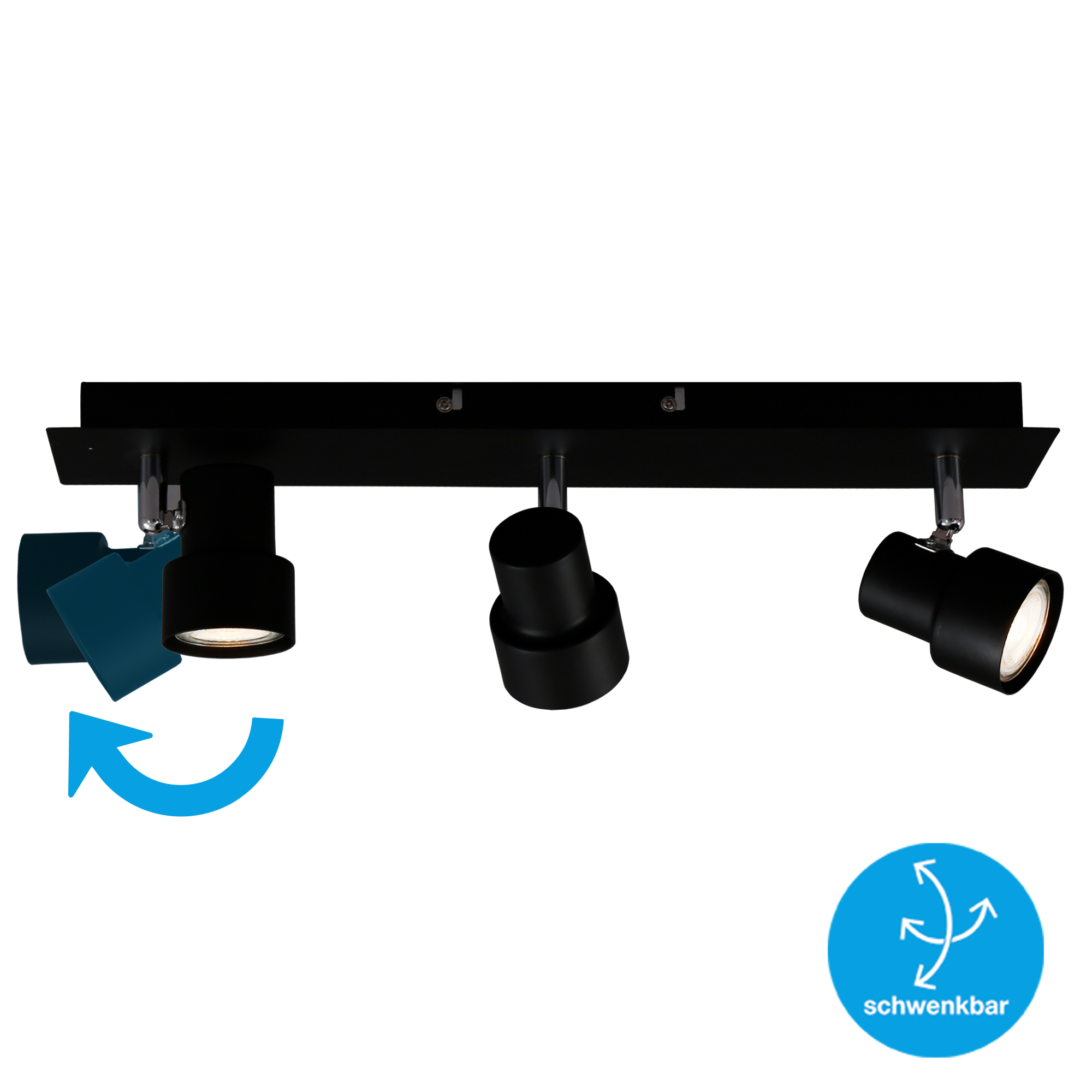 4002707366652-2 Briloner Deckenleuchte, metall/schwarz, 3-flammig