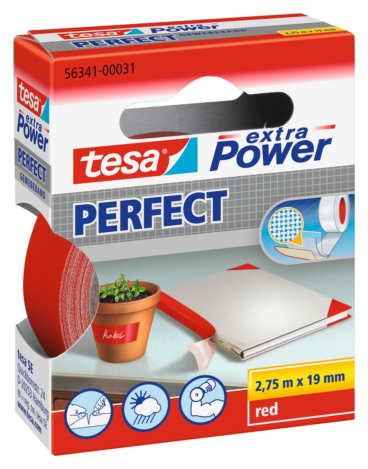 tesa_nart-563410003103_LI400_left tesa extra Power Perfect Gewebeband, rot, 2,75 m