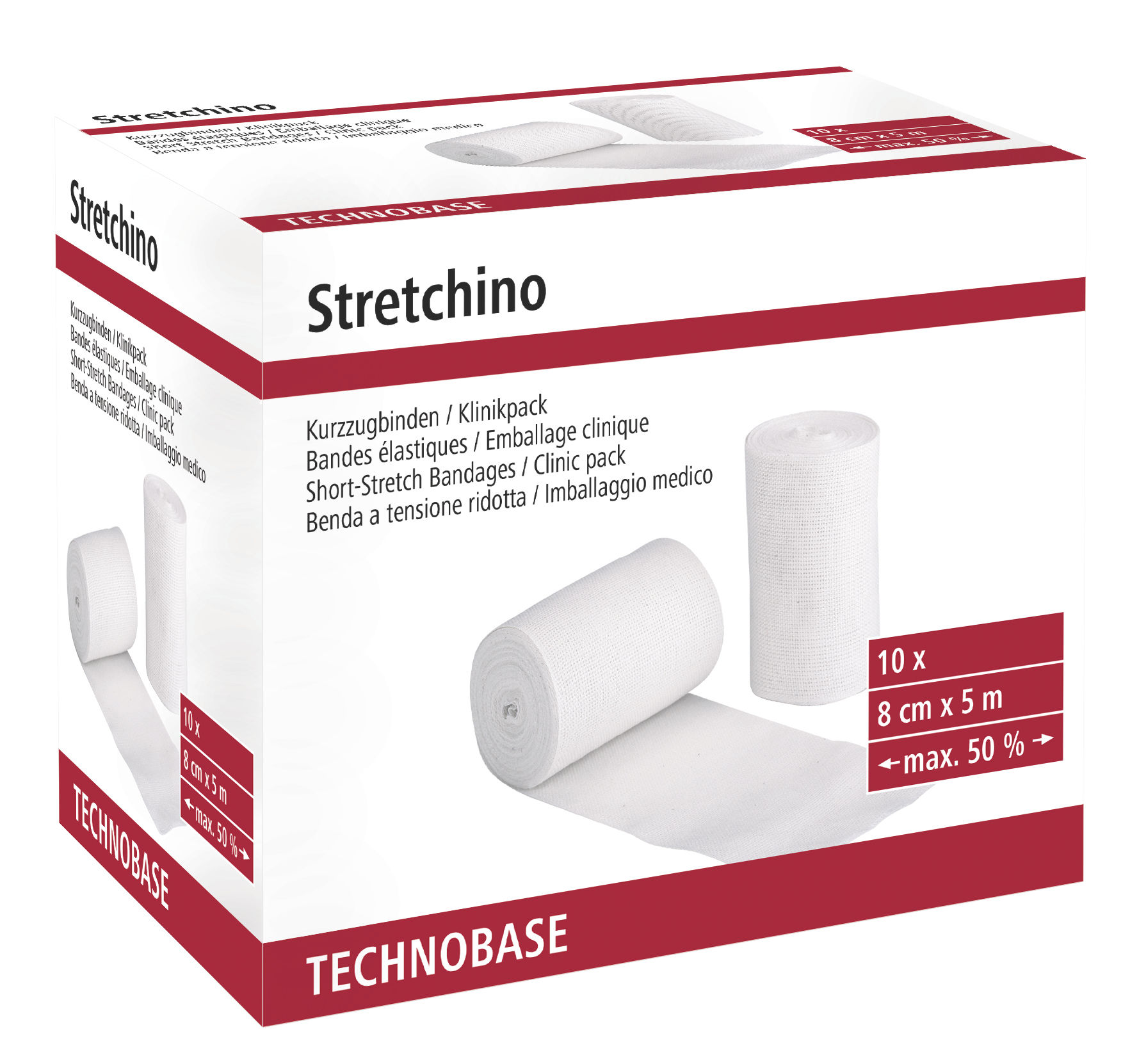 Kerbl Kurzzugbinden Stretchino, 8 cm x 5 m, 10 St. im Klinikpack