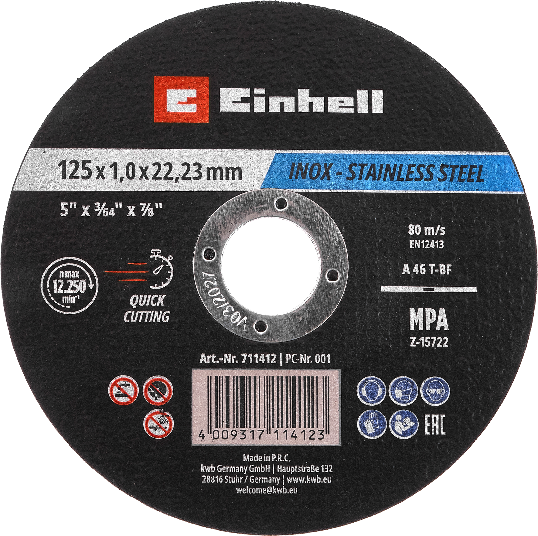 Einhell Inox-Gewebetrennscheiben-Set für Metall, gerade, extra du?nn, in Dose, 50-tlg., Ø 125 x 1 mm