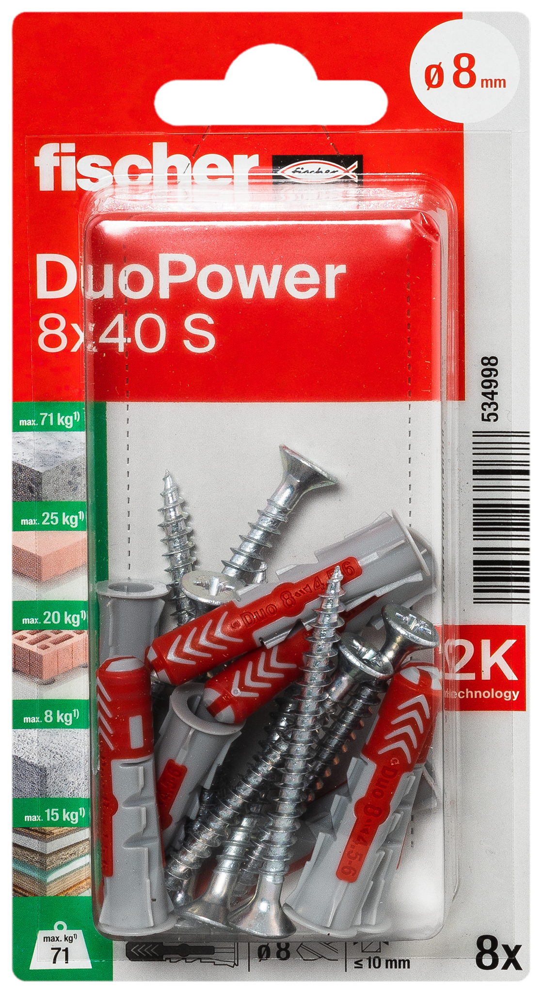 fischer DuoPower Universaldübel 8 x 40 S K (8) fischer DuoPower Universaldübel 8 x 40 S K (8)
