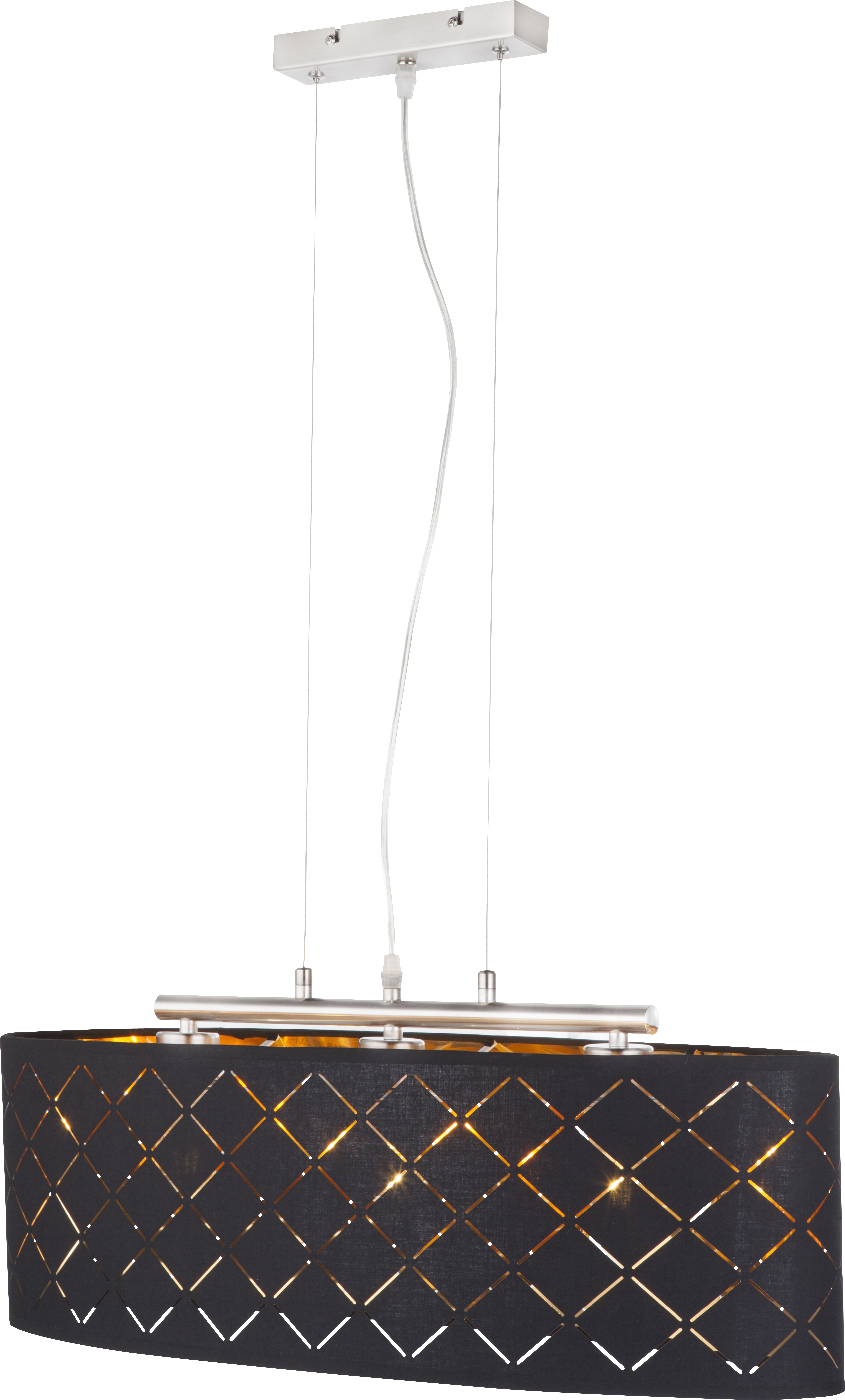 GLOBO HÄNGELEUCHTE 3XE27 60W TEXTIL SCHWARZ /GOLD