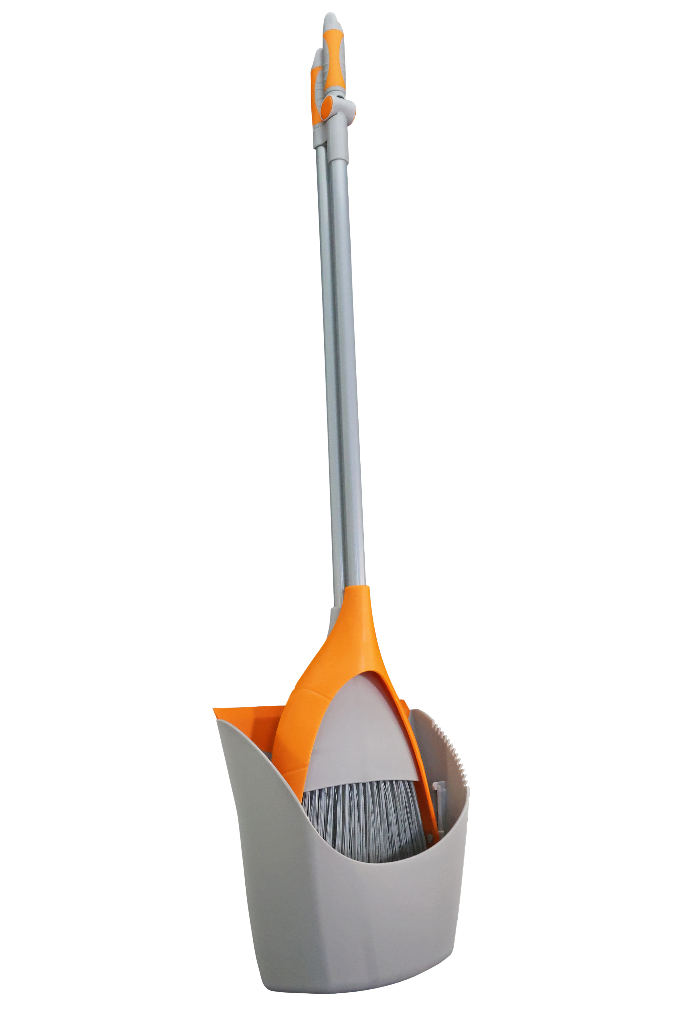 Bürstenmann Ständer-Kehrgarnitur, Kunststoff, Grau-Orange (H 90 x B 25,5 cm)