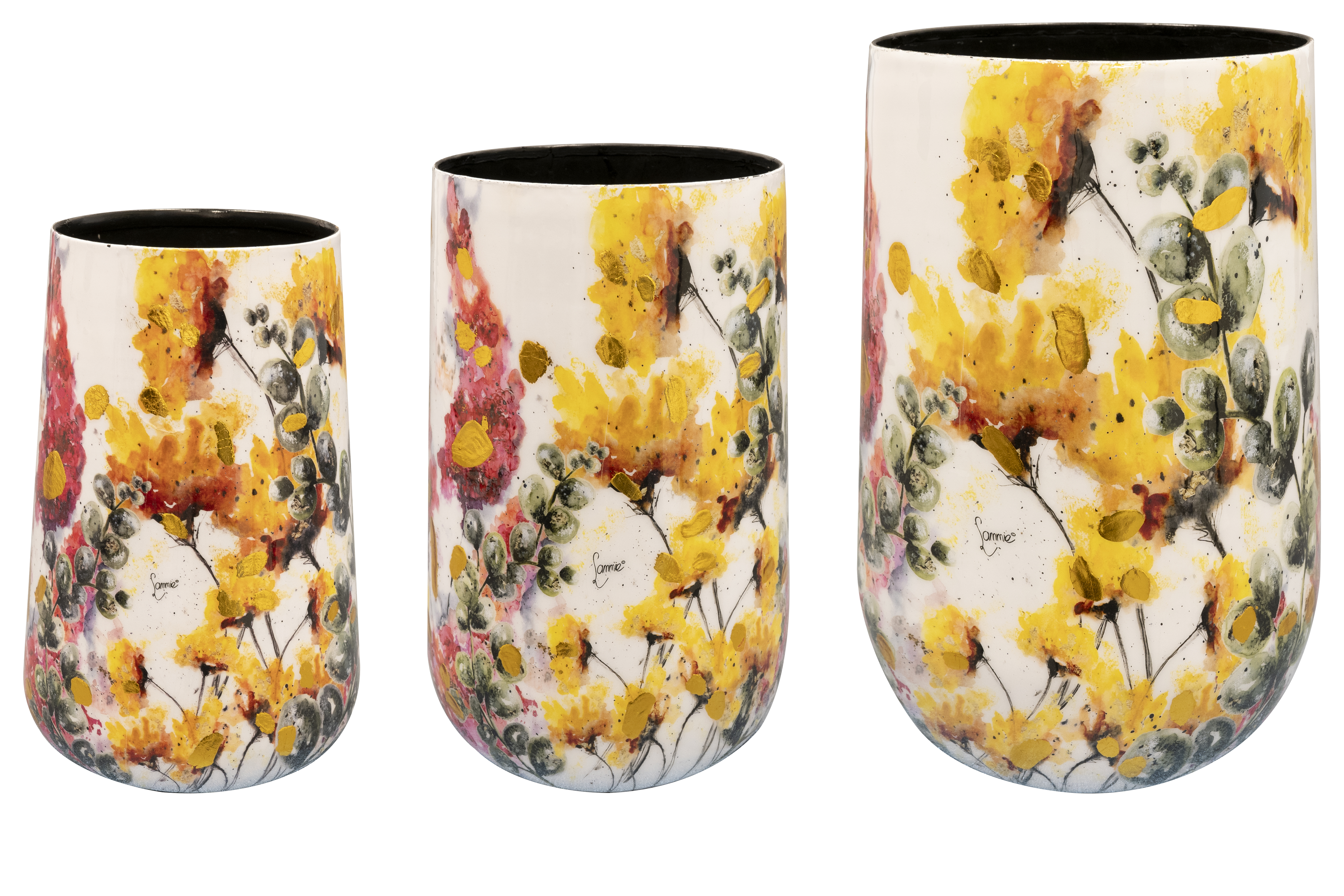 TS Vase Satz von 3 Floral white, Ø20 H29