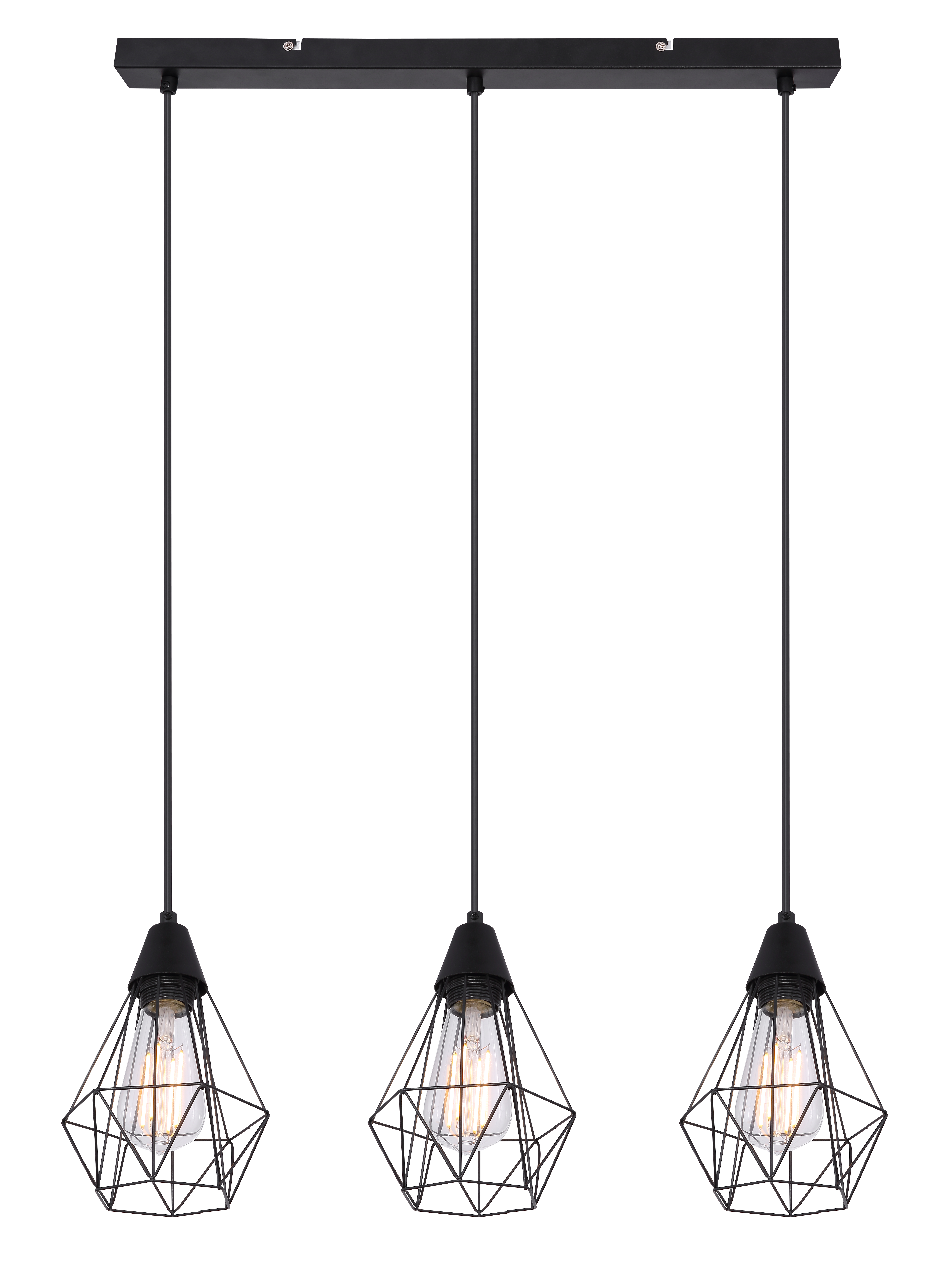 711957_c GLOBO HÄNGELEUCHTE 3XE27 METALL SCHWARZ-MATT H:120CM