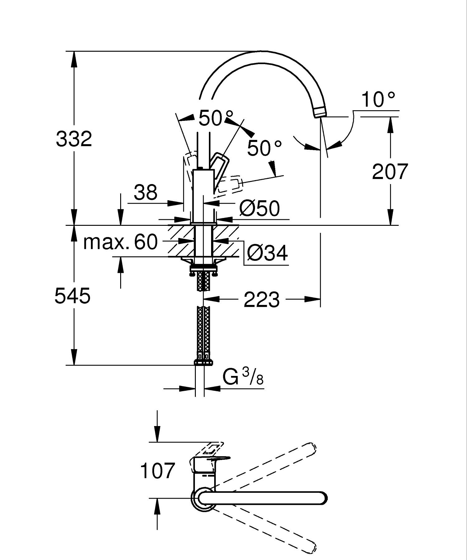Grohe Start Loop Einhand-Spültischbatterie, 1/2" Grohe Start Loop Einhand-Spültischbatterie, 1/2"