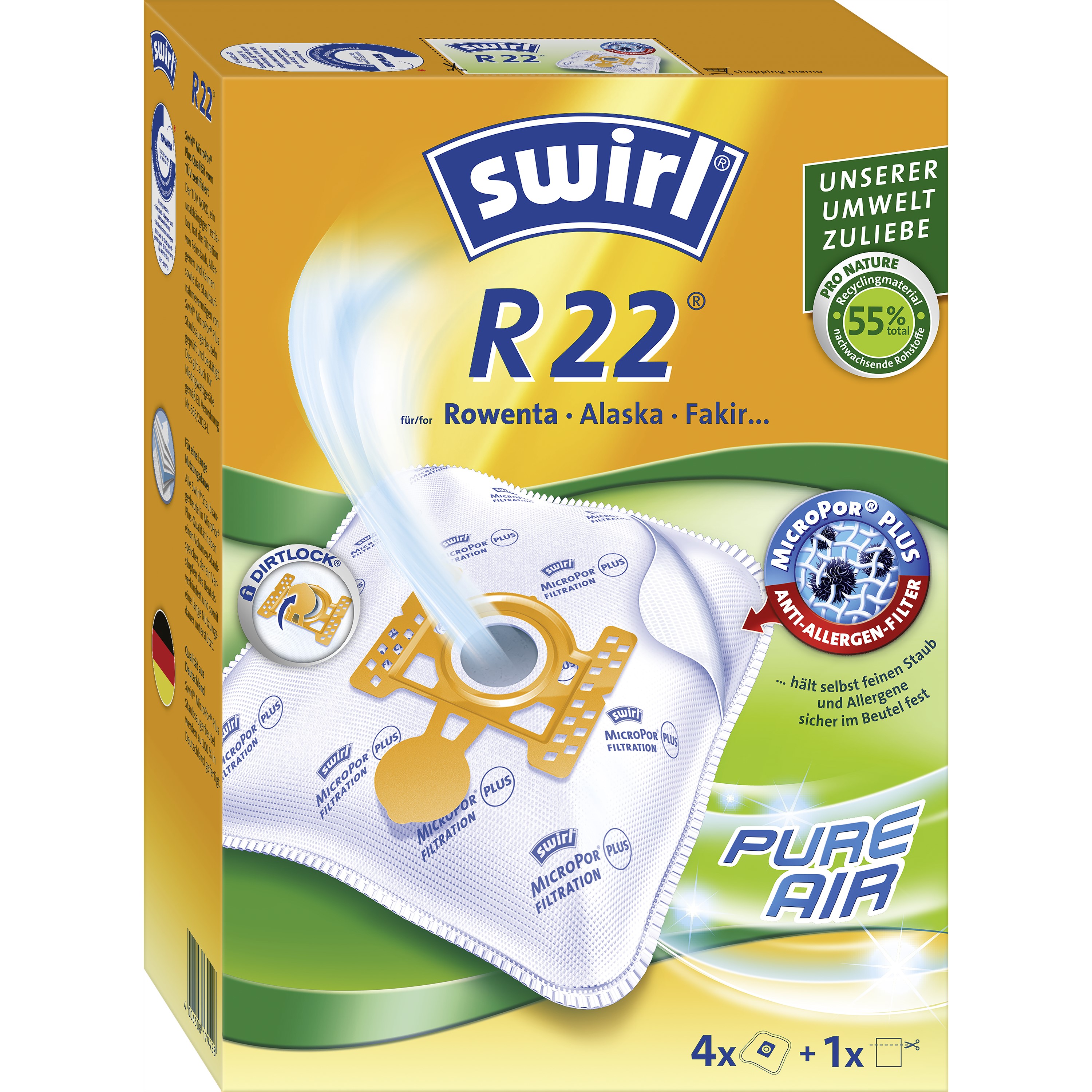 384552 SWIRL STAUBSAUGERBEUTEL R 22 .AIRSP. 4 BT